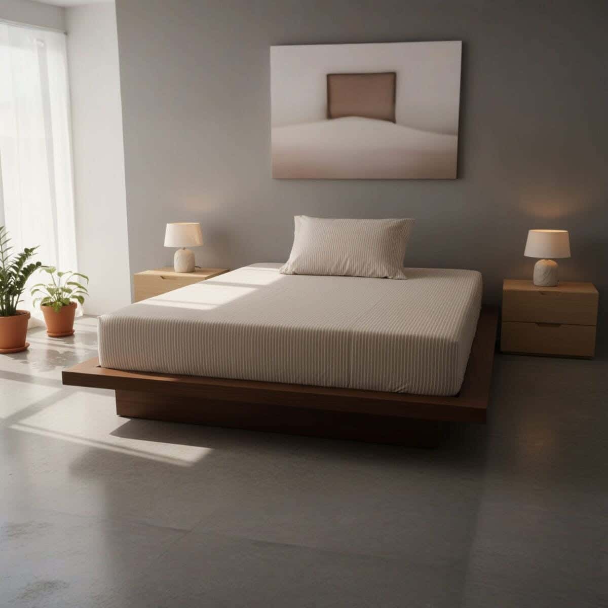 Al Maamoun Cotton Bed Sheet Set, 2 Pieces, 200×120 cm, Approximately 850 grm - Beige