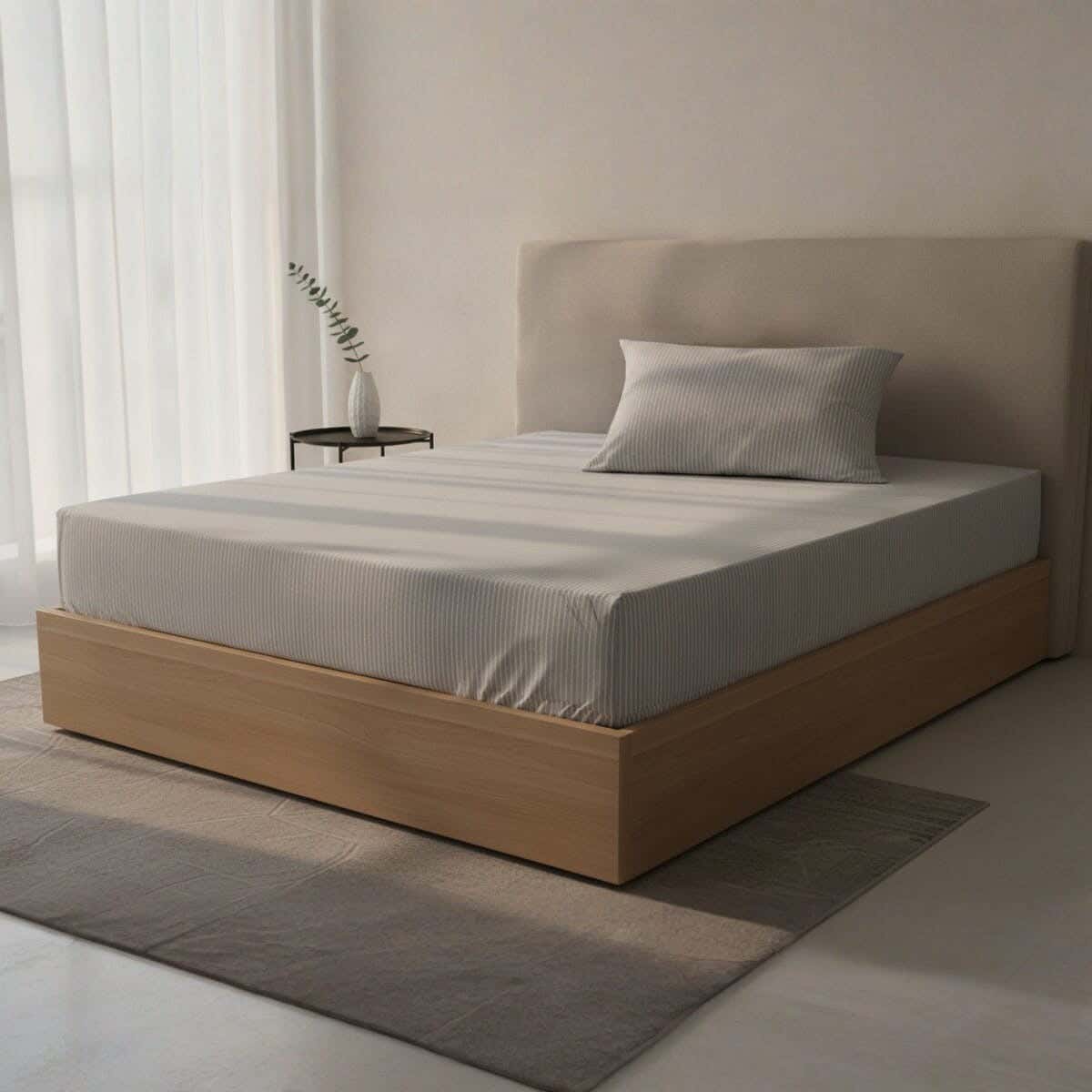 Al Maamoun Cotton Bed Sheet Set, 2 Pieces, 200×120 cm, Approximately 850 grm - Grey