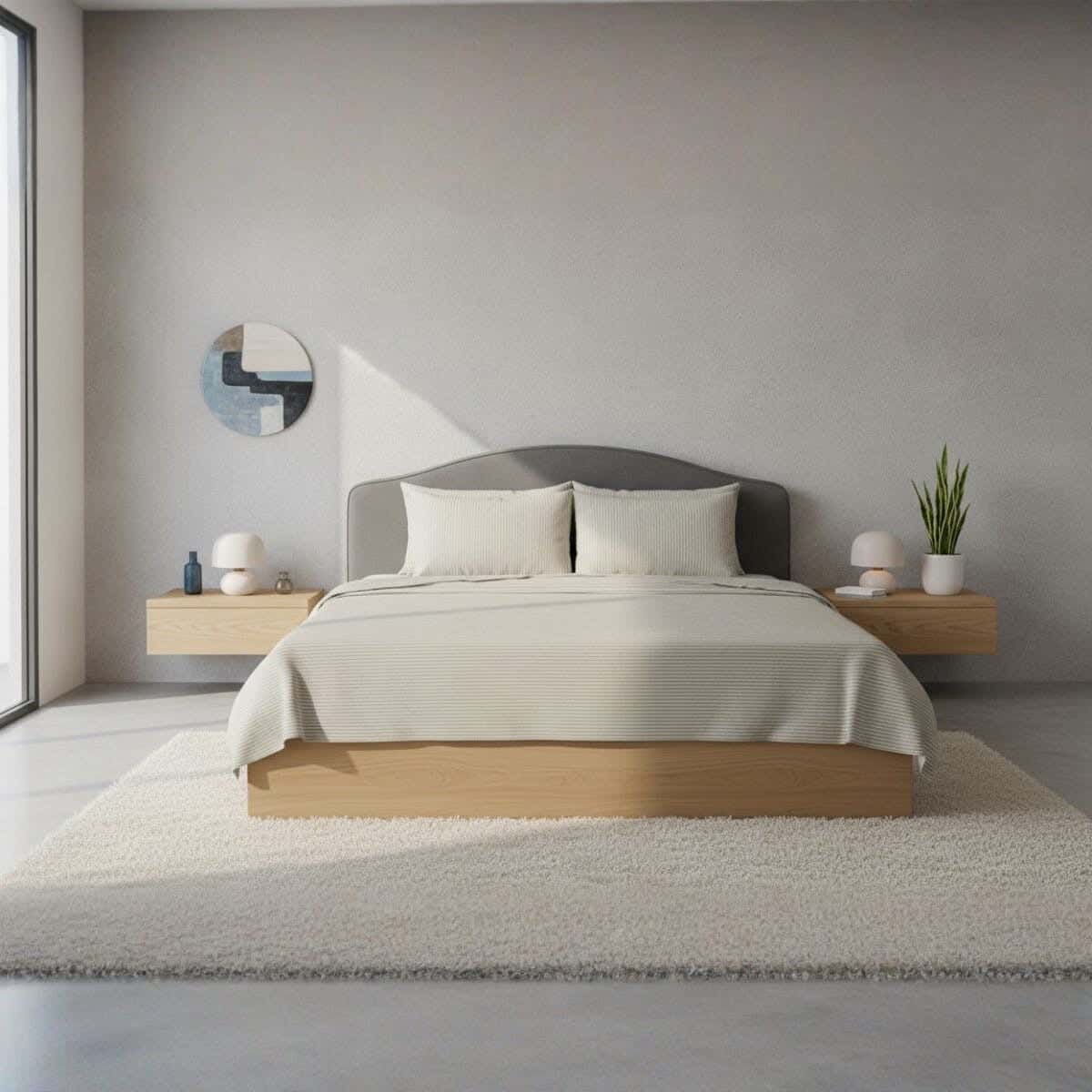 Al Maamoun Cotton Bed Sheet Set, 3 Pieces, 260×240 cm, Approximately 1130 grm - Olive