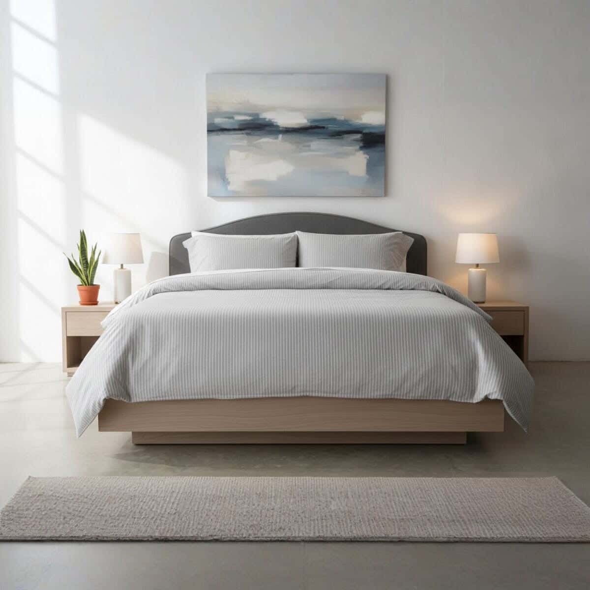 Al Maamoun Cotton Bed Sheet Set, 3 Pieces, 260×240 cm, Approximately 1130 grm - Grey