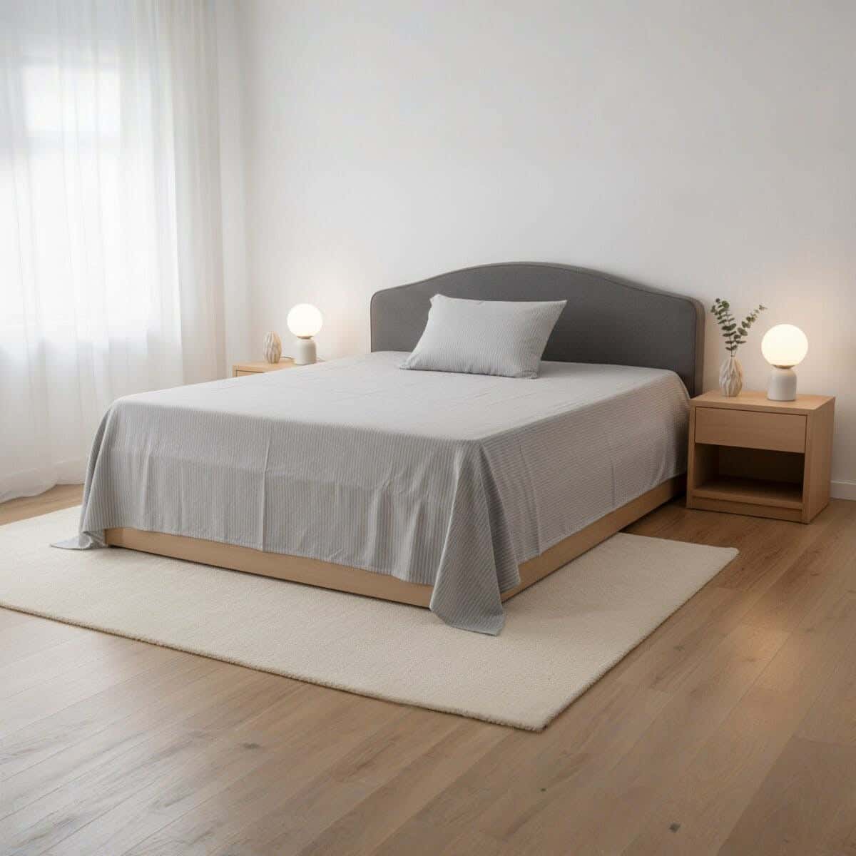 Al Maamoun Cotton Bed Sheet Set, 2 Pieces, 240×180 cm, Approximately 810 grm - Grey