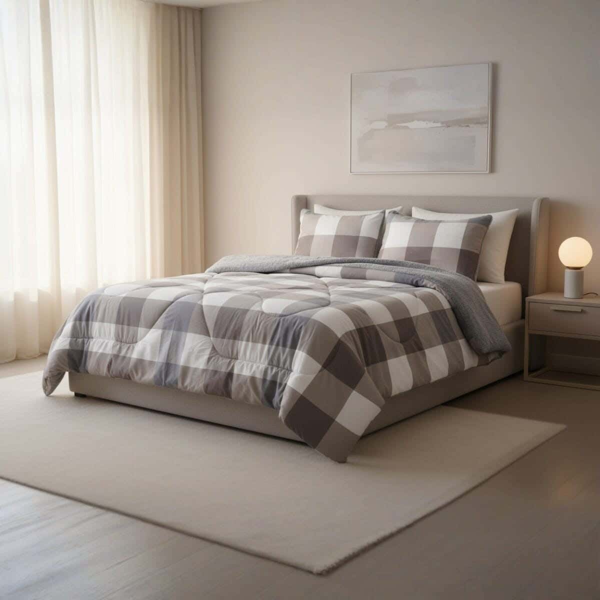Kashmir Microfiber Quilt Set with fur backing, 3 pieces, 240x180 cm, 4750 gm - Multicolor