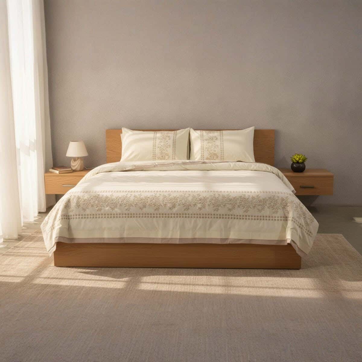 Sota Cotton Bedding Sheet Set, 4 Pieces, 240x270 cm, 2565 gm - Coffee