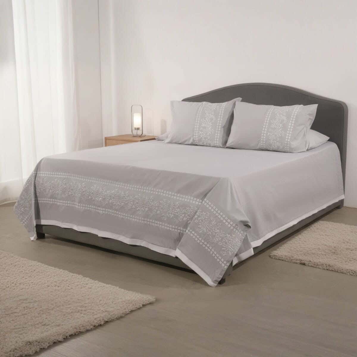 Sota Cotton Bedding Sheet Set, 4 Pieces, 240x270 cm, 2565 gm - Grey