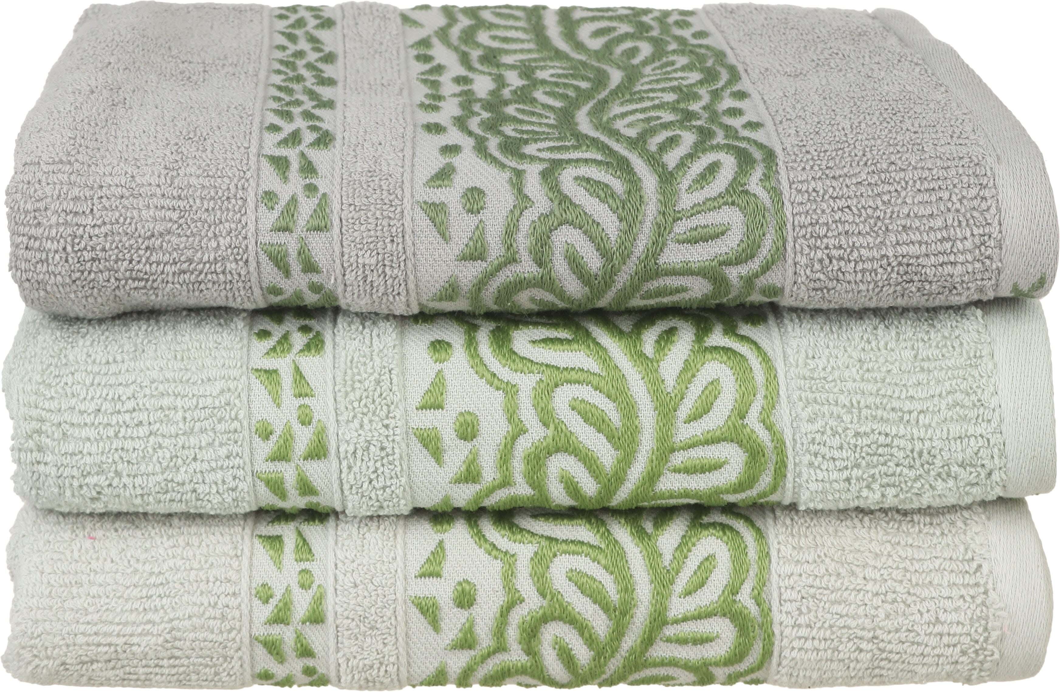 Banotex Jacquard Cotton Towel Set, 3 Pieces, 50×100 cm, 250 grm Approx - Multicolor