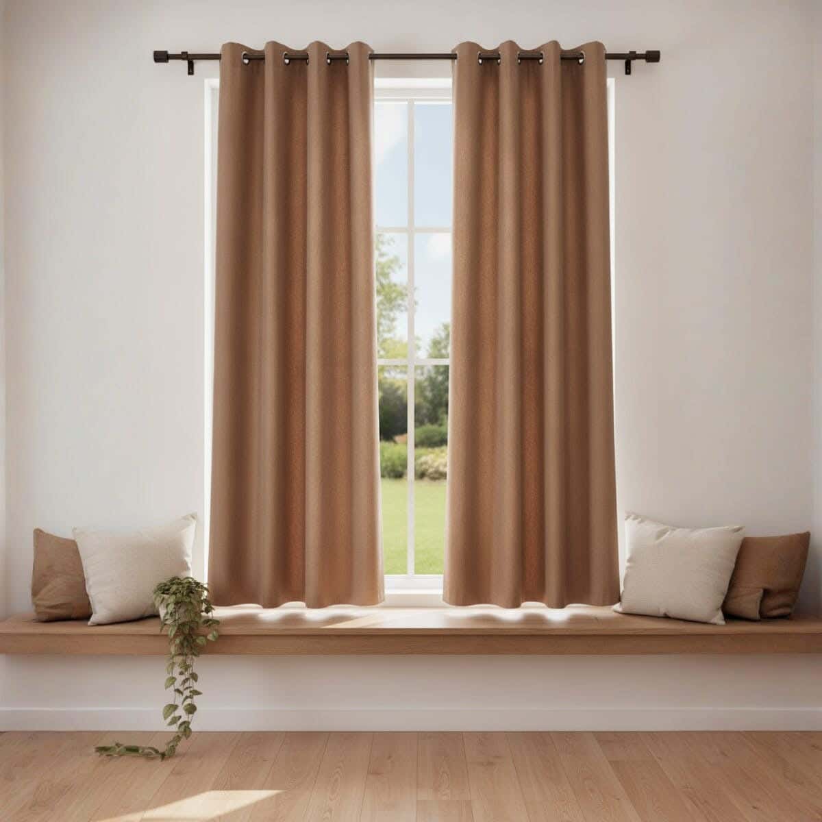 Nageh Tex Velvet Curtain with Rings, 250×135 cm, approximately 1565 grm - Coffee ( One Piece)