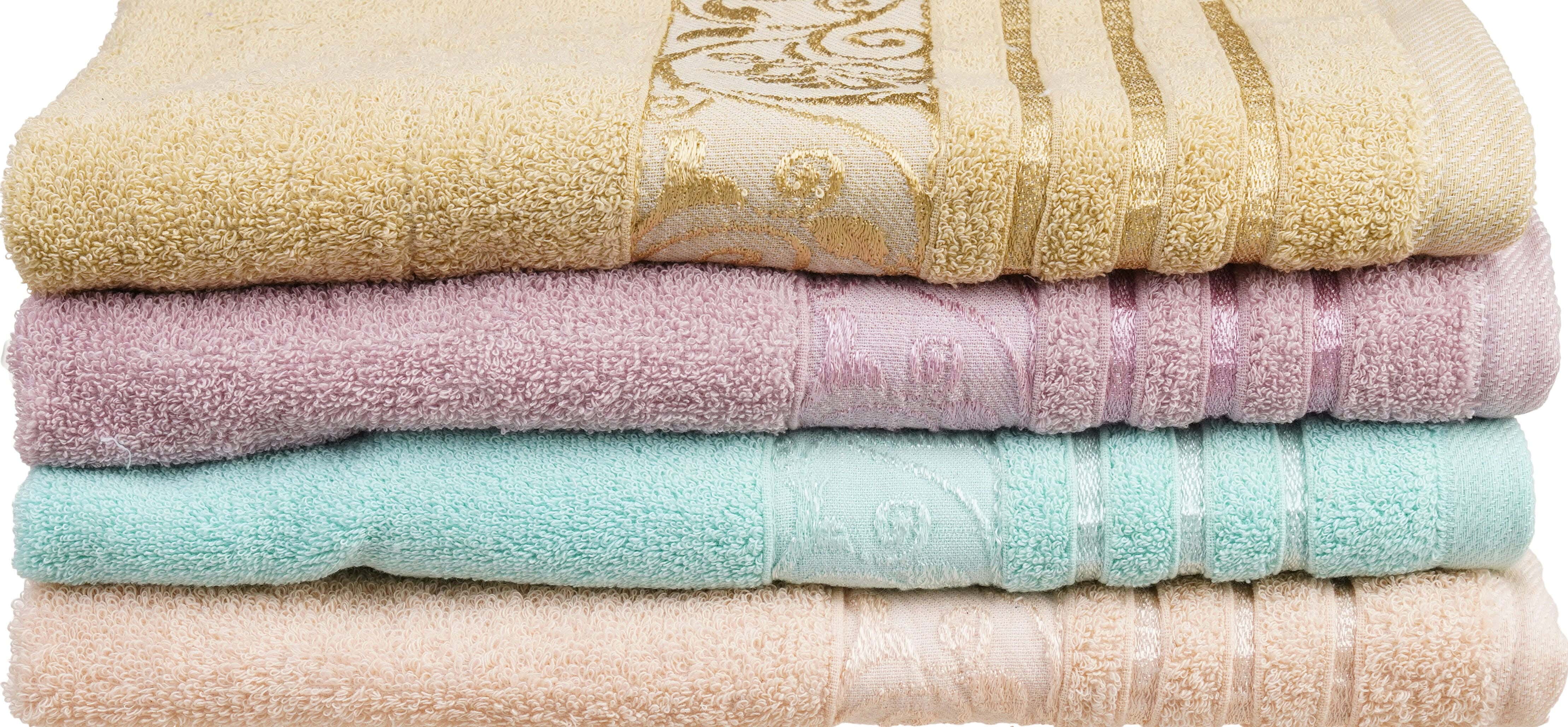 El Saada Jacquard Cotton Towel Set, 4 Pieces, 55×100 cm, Approximately 300 grm - Multicolor