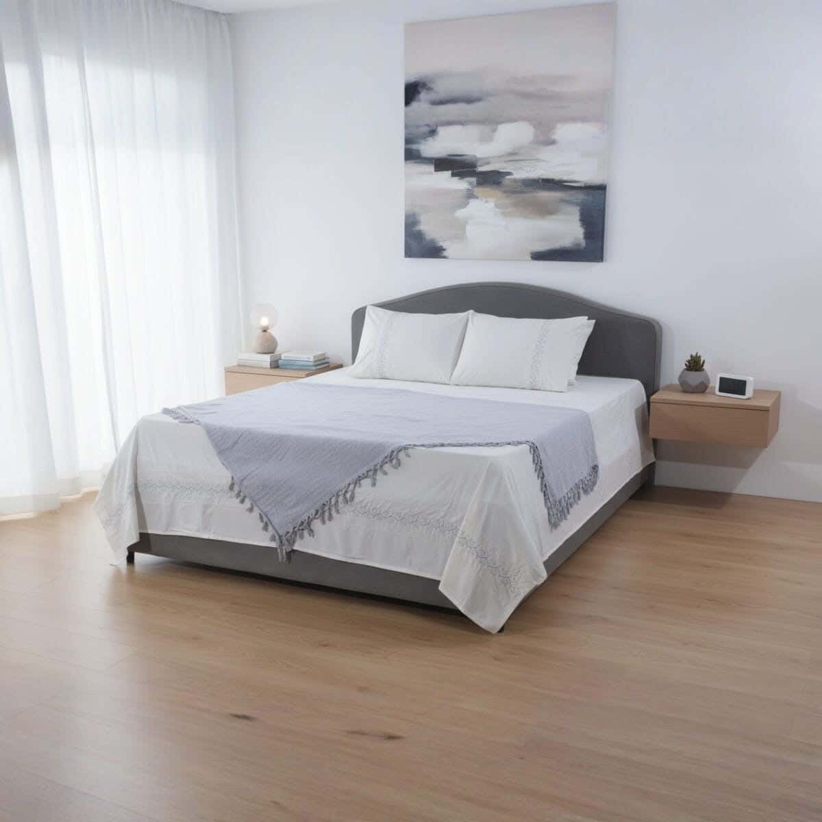 Berry Home Cotton Comforter Set with Bed Sheet, 4 Pieces, 235x240 cm, 4290 gm - Grey White