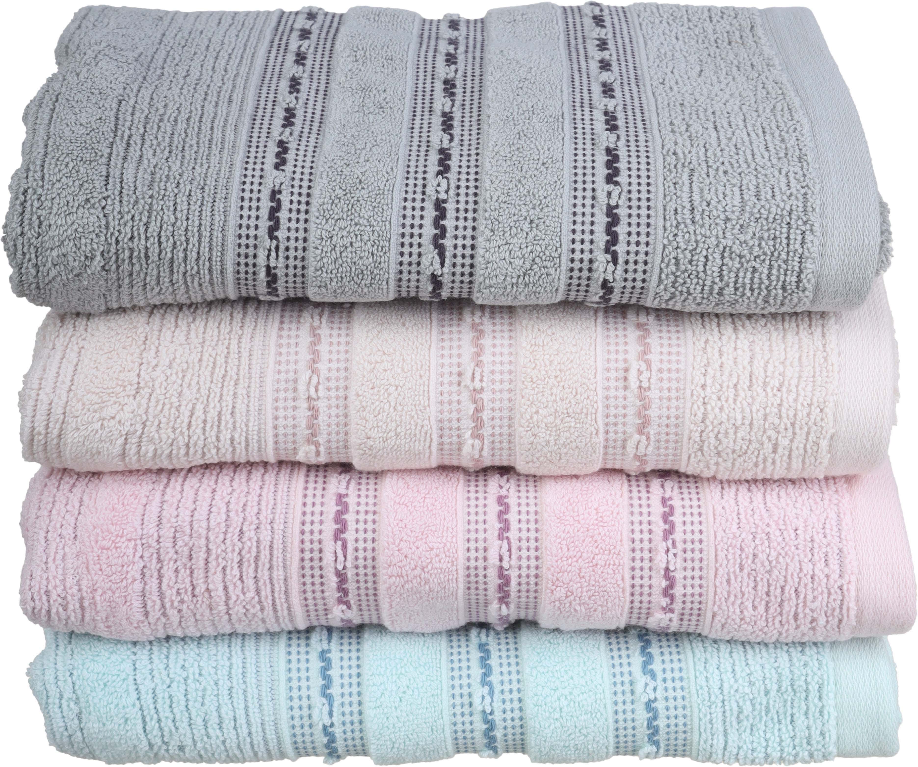 EL SROUGY Jacquard Cotton Towel Set, 4 Pieces, 50×100 cm, Approximately 335 grm - Multicolor