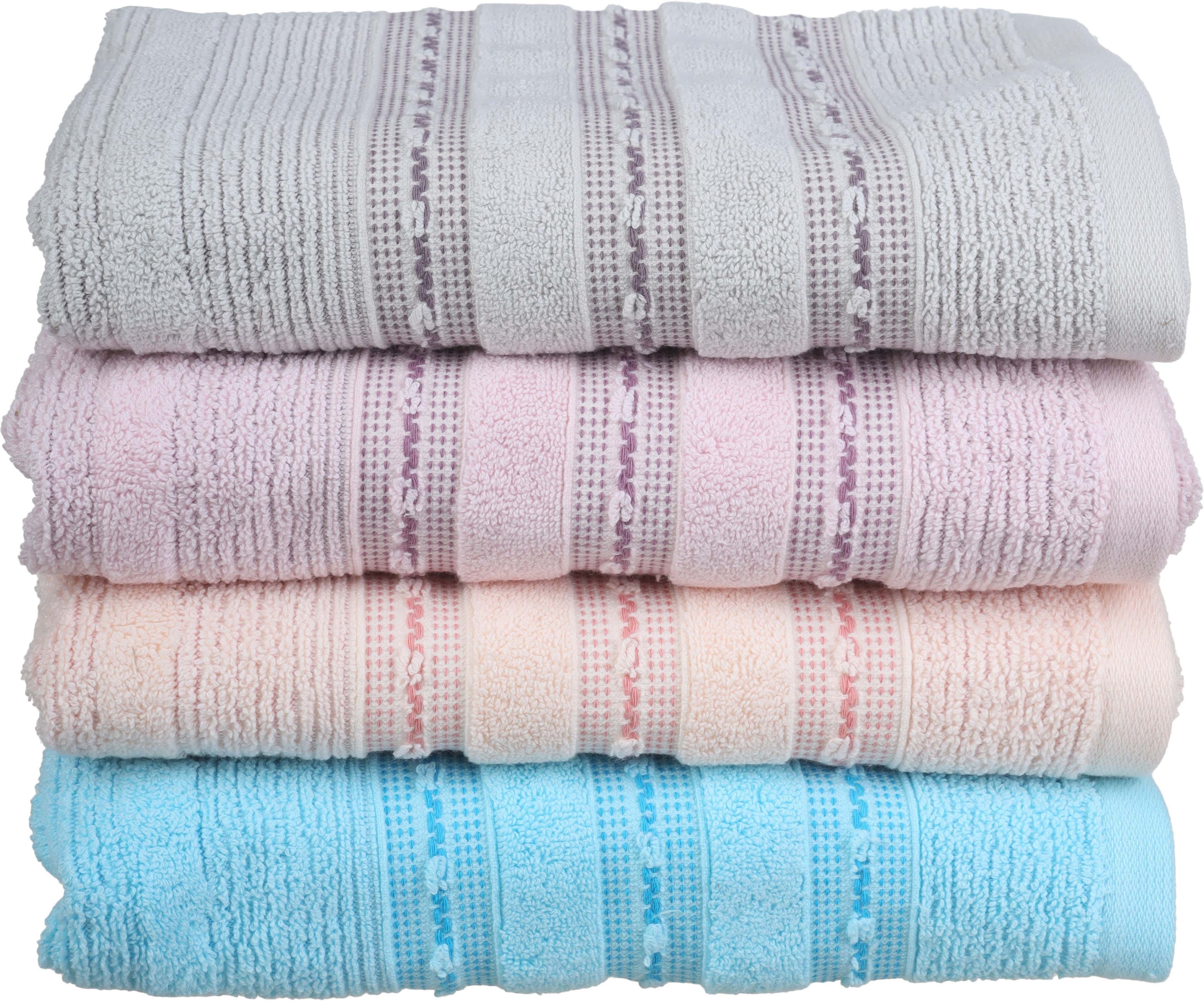 EL SROUGY Jacquard Cotton Towel Set, 4 Pieces, 50×100 cm, Approximately 335 grm - Multicolor