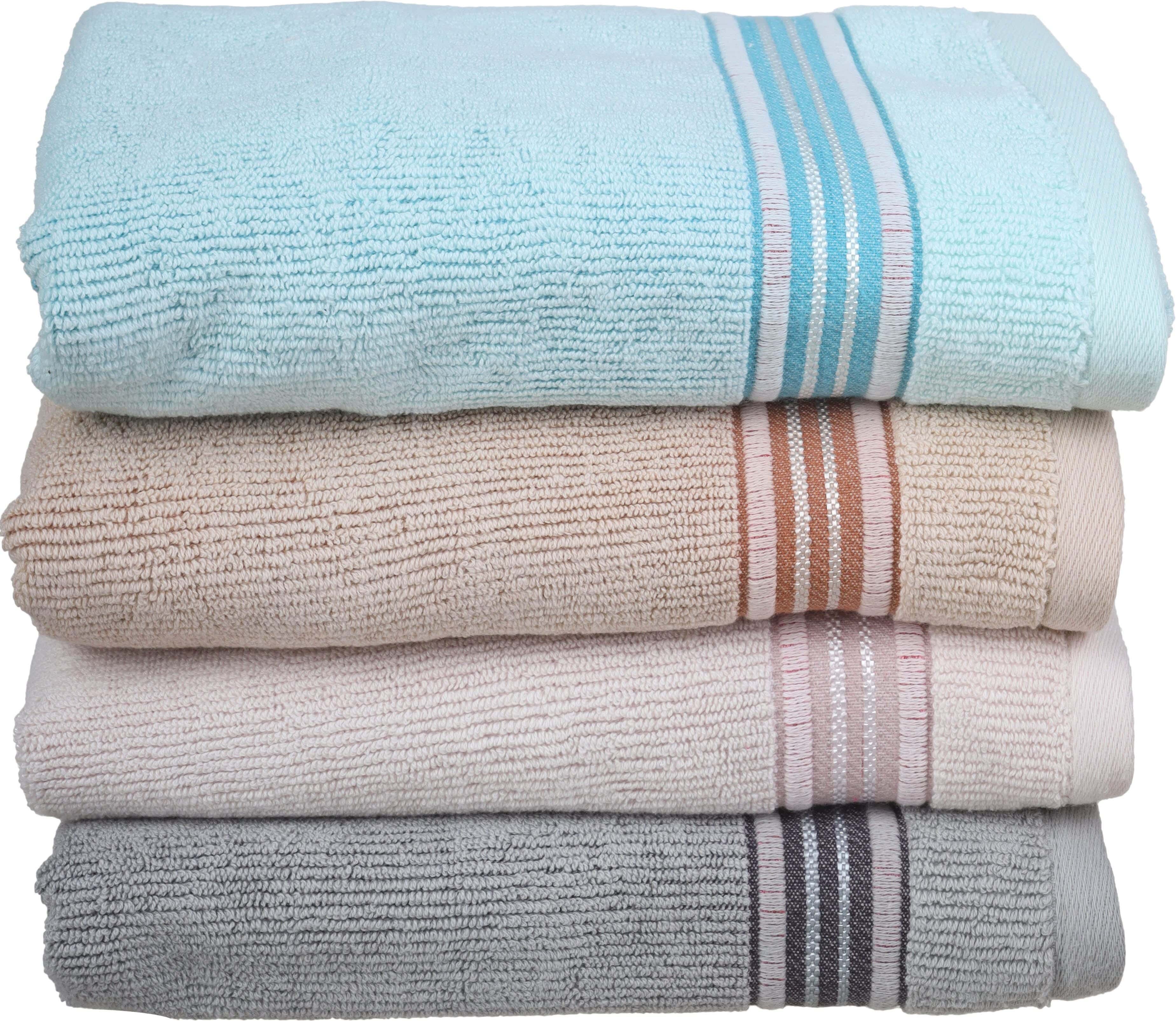 EL SROUGY Jacquard Cotton Towel Set, 4 Pieces, 50×100 cm, Approximately 335 grm - Multicolor