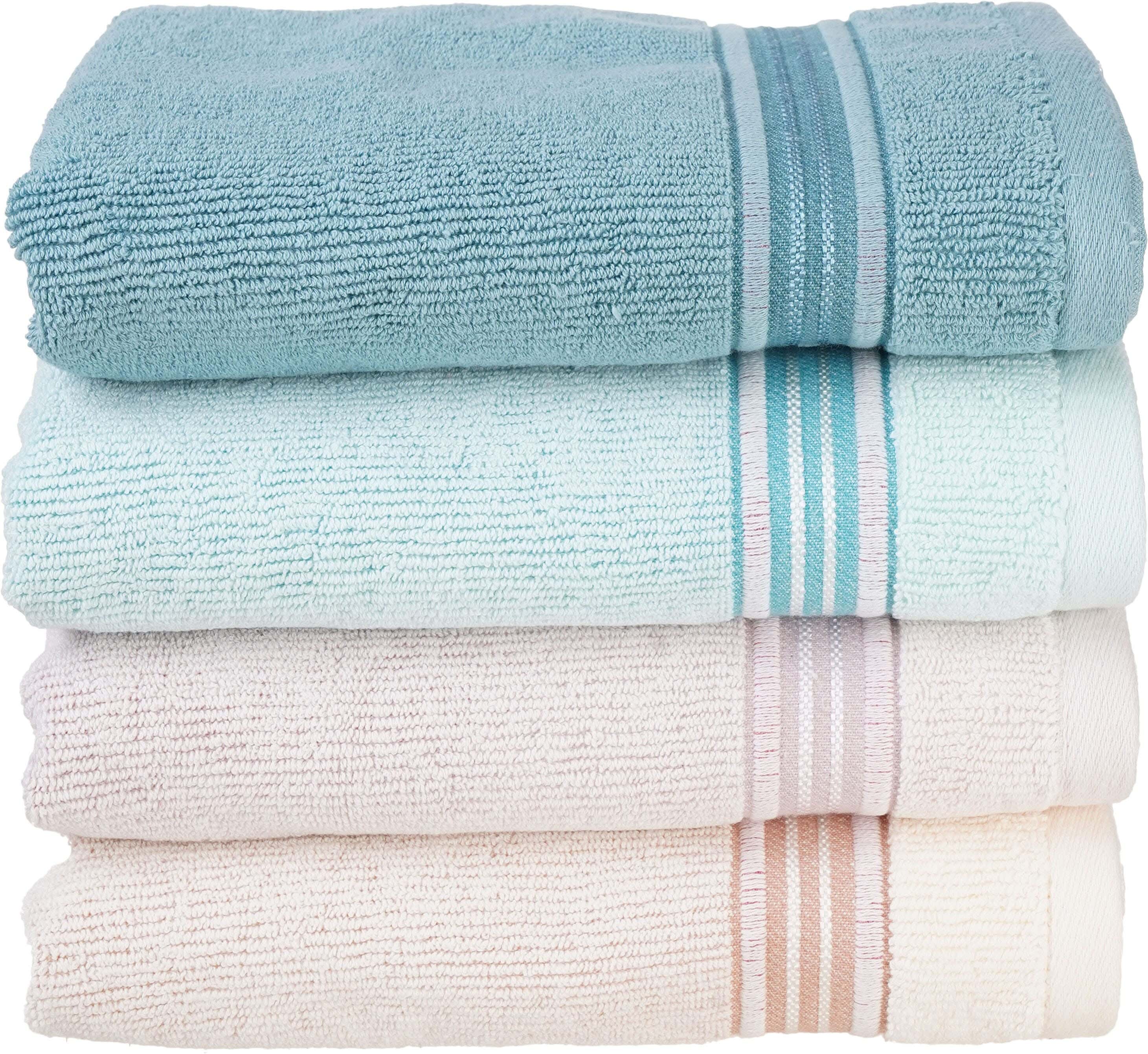 EL SROUGY Jacquard Cotton Towel Set, 4 Pieces, 50×100 cm, Approximately 335 grm - Multicolor