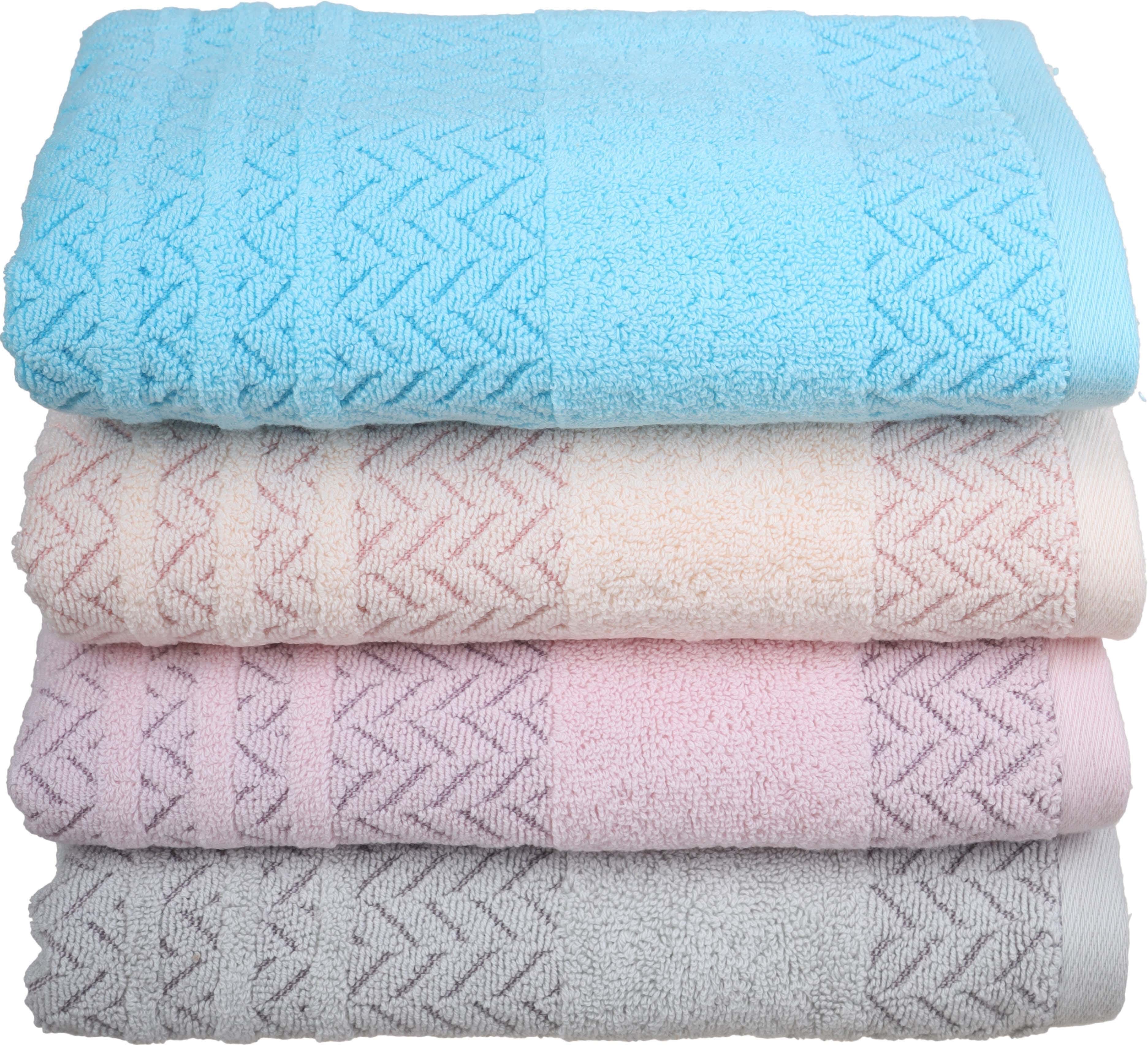 EL SROUGY Jacquard Cotton Towel Set, 4 Pieces, 50×100 cm, Approximately 355 grm - Multicolor