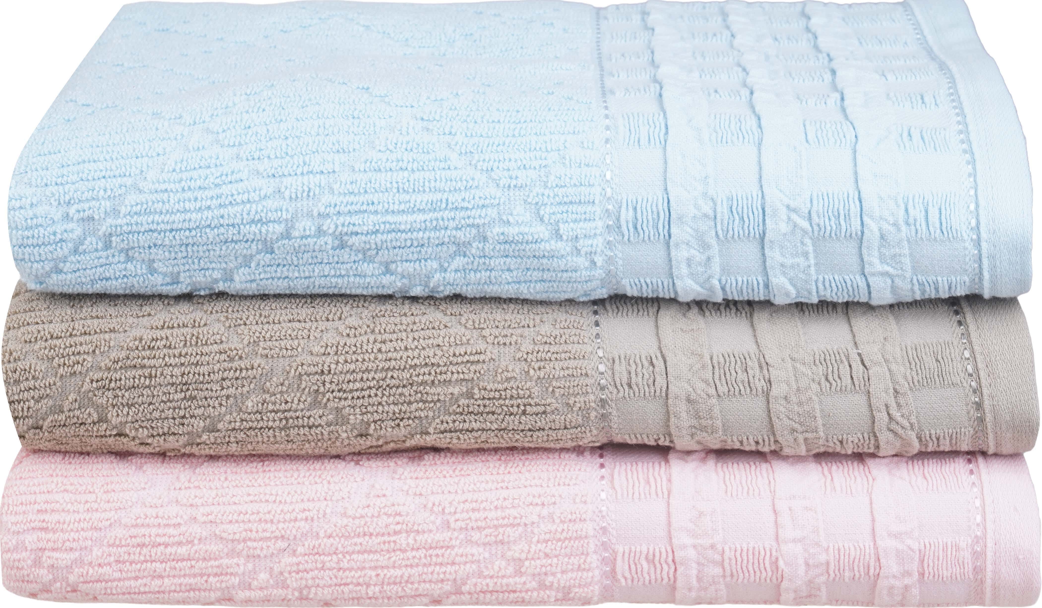 Elsrougy Jacquard Cotton Bath Sheet Set, 3 Pieces, 70×140 cm, approximately 530 grm - Multicolor