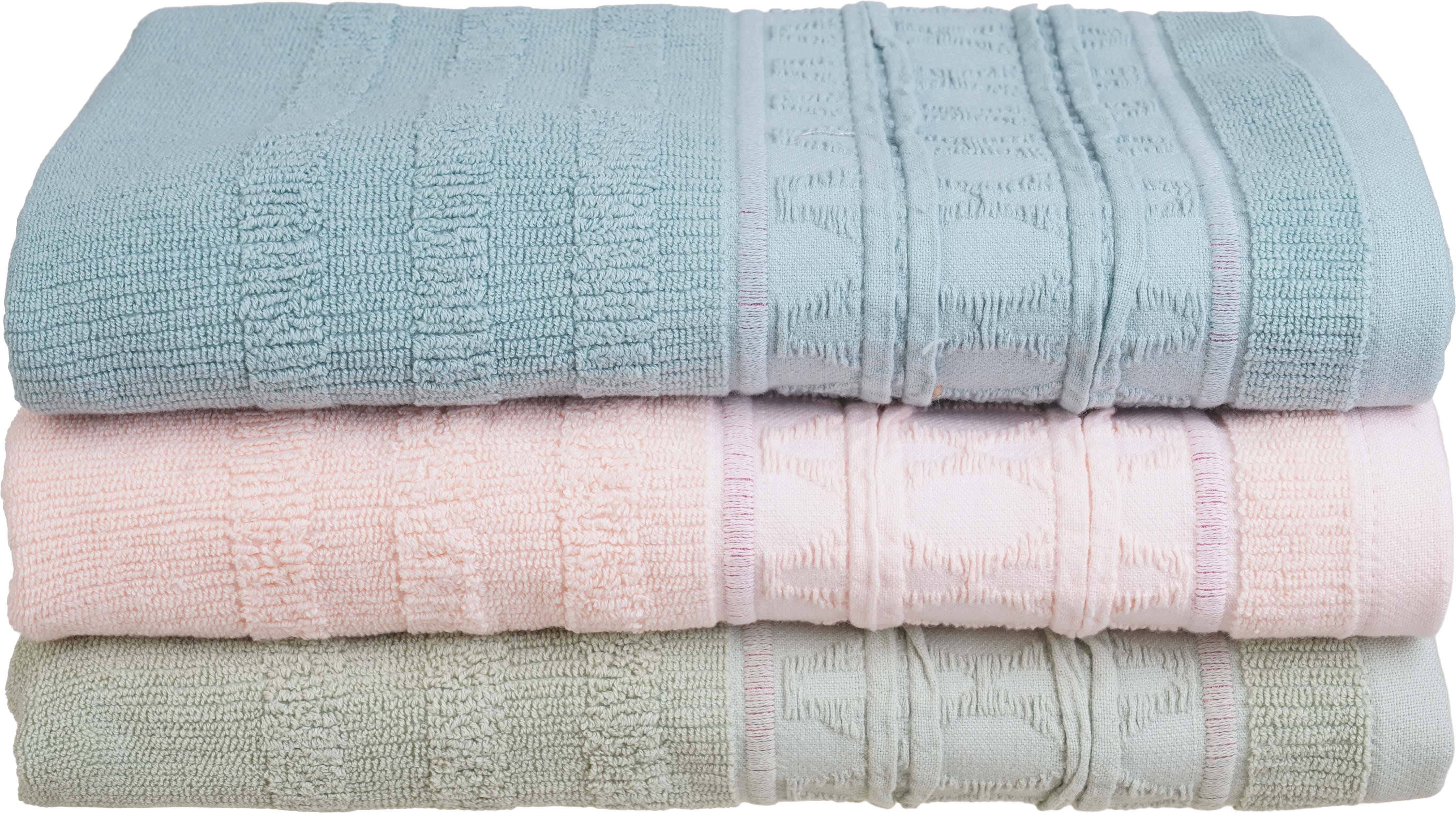 Elsrougy Jacquard Cotton Bath Sheet Set, 3 Pieces, 70×140 cm, approximately 520 grm - Multicolor
