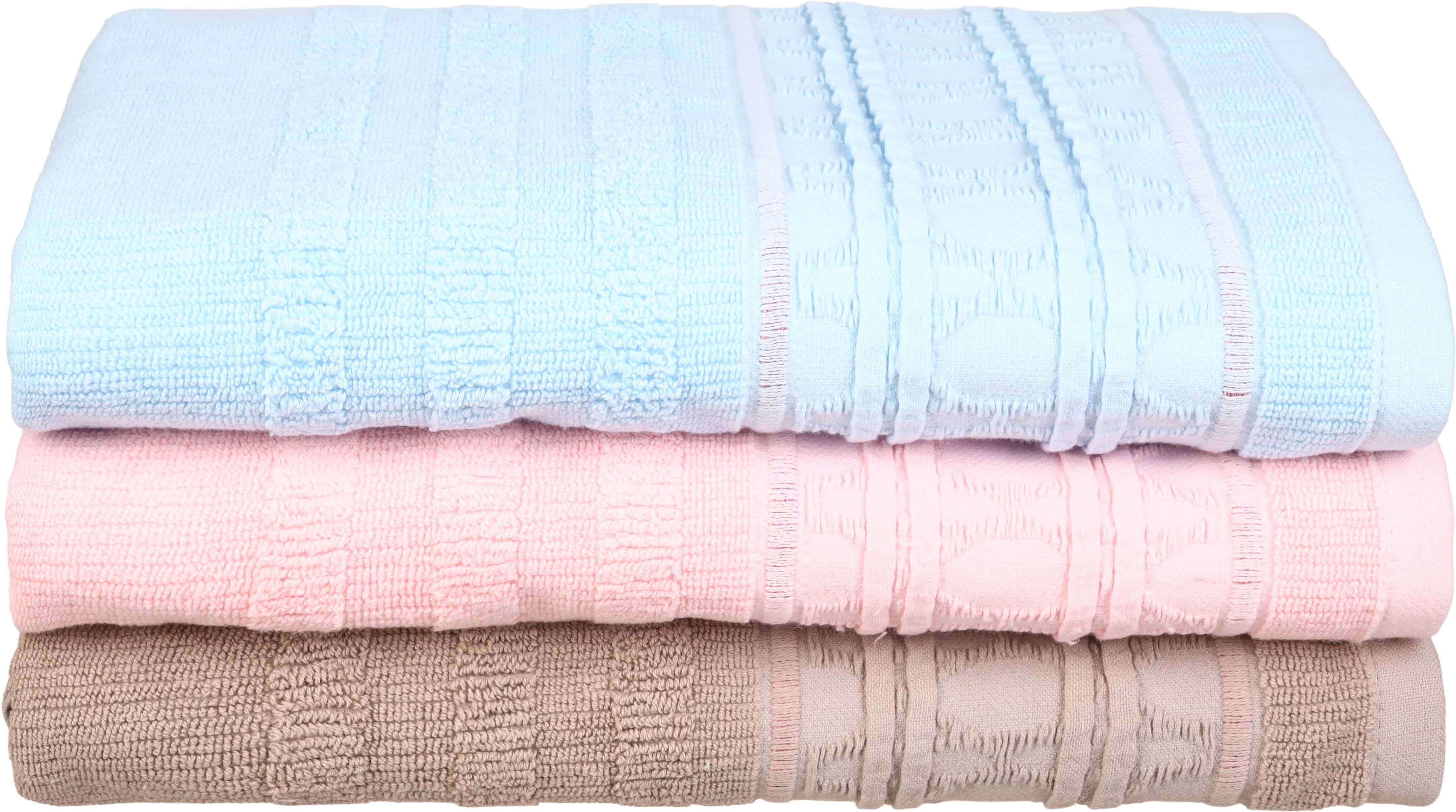 Elsrougy Jacquard Cotton Bath Sheet Set, 3 Pieces, 70×140 cm, approximately 520 grm - Multicolor