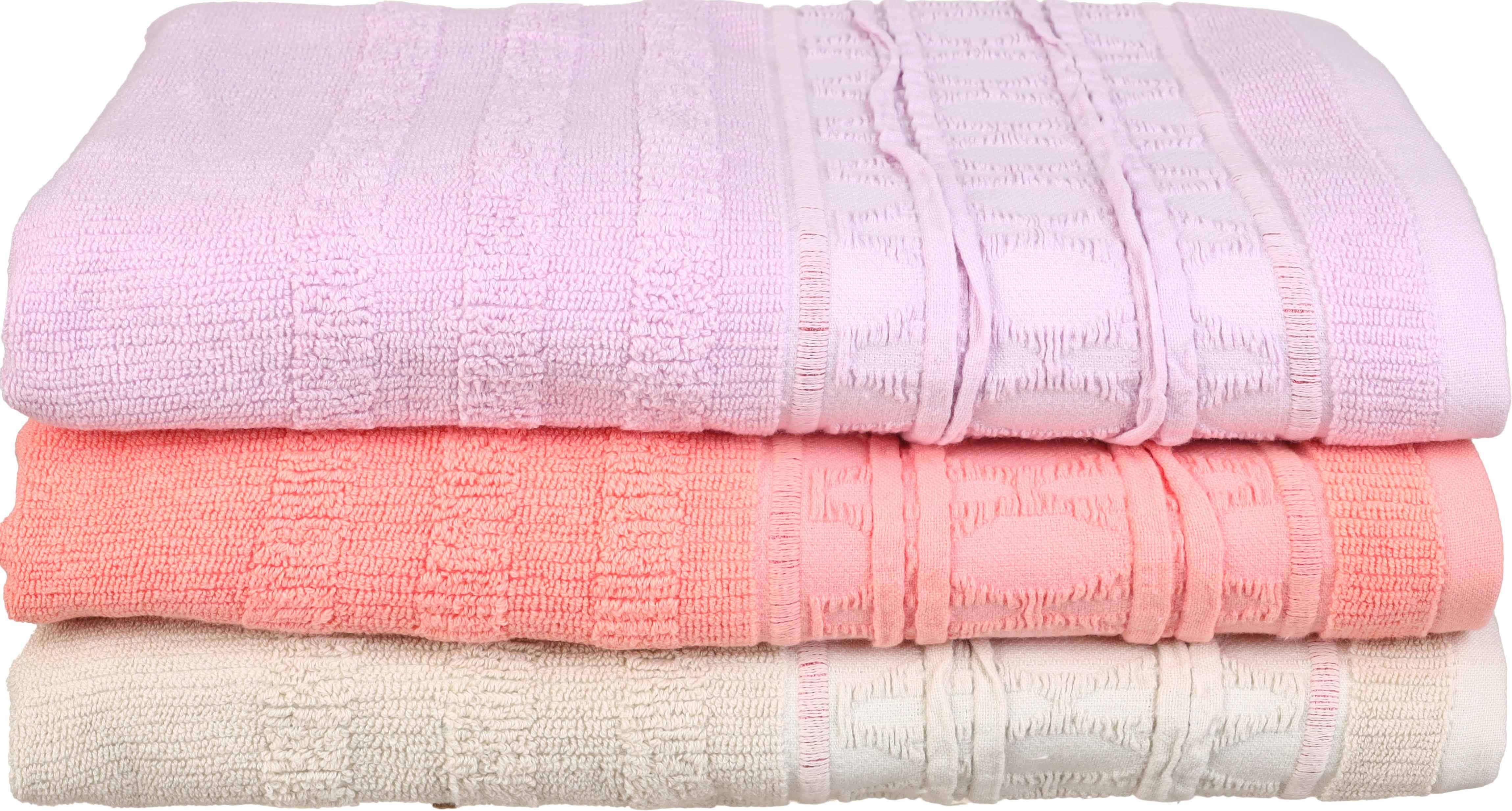 Elsrougy Jacquard Cotton Bath Sheet Set, 3 Pieces, 70×140 cm, approximately 520 grm - Multicolor