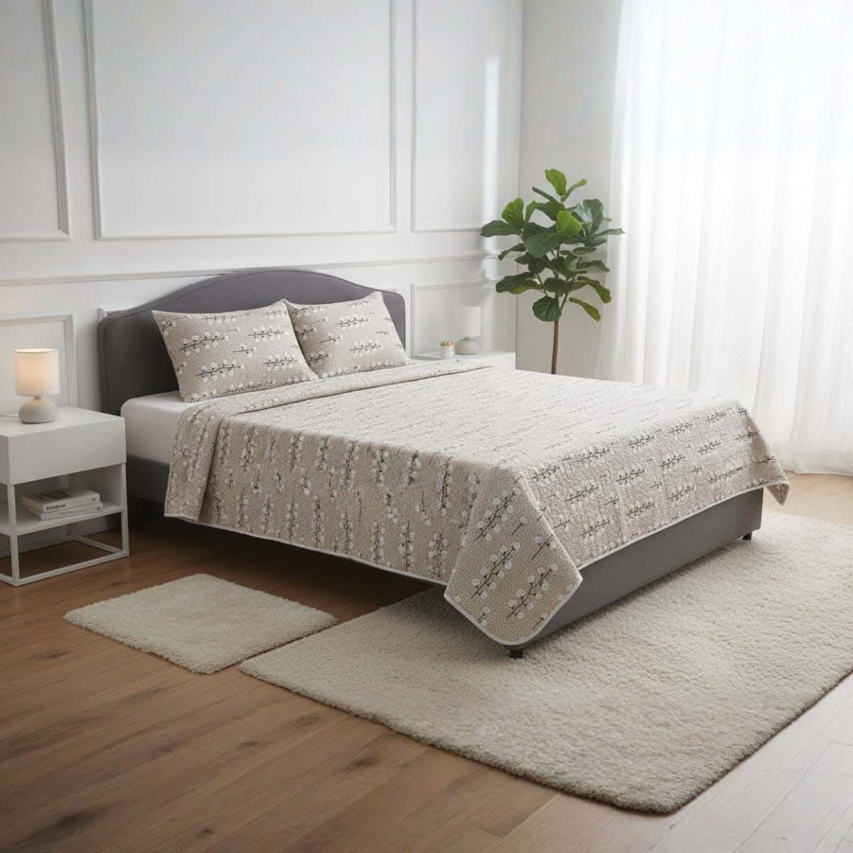 Microfiber Comforter set, 3 pieces, 220x230 cm, approx 2700 gm - Multicolor