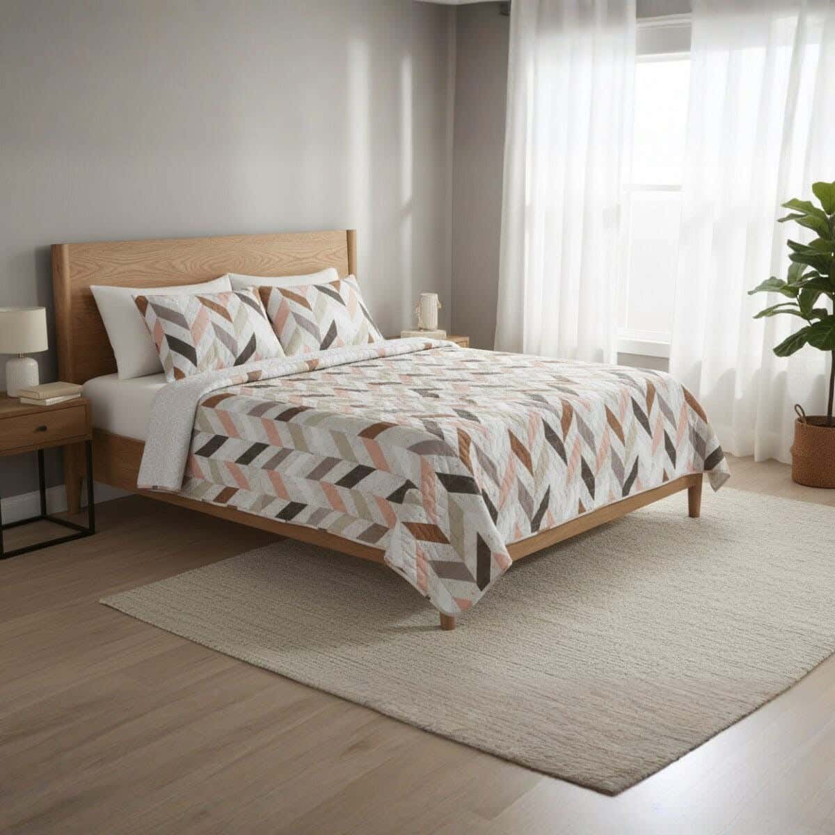 Microfiber Comforter set, 3 pieces, 220x230 cm, approx 2700 gm - Multicolor