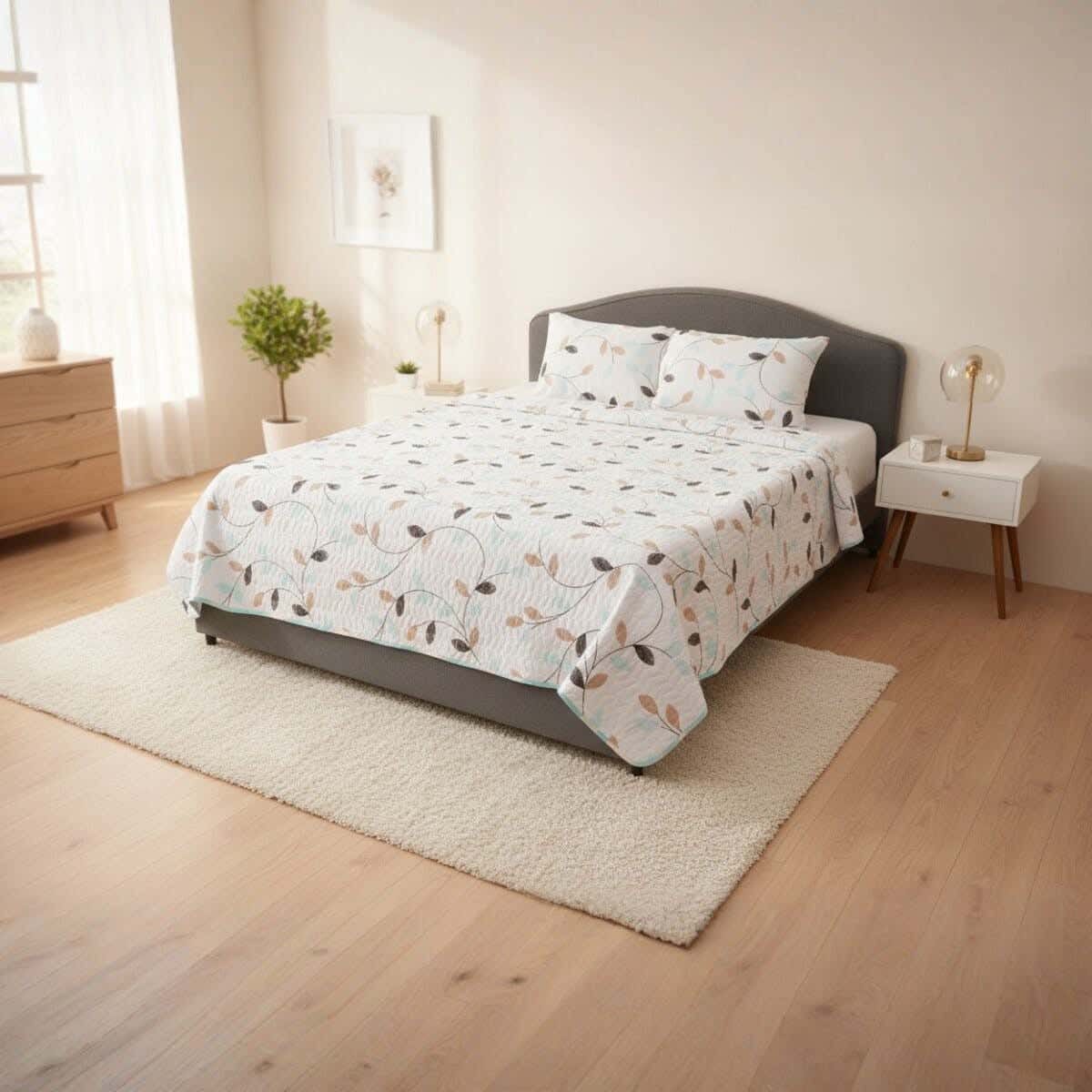Microfiber Comforter set, 3 pieces, 220x230 cm, approx 2700 gm - Multicolor