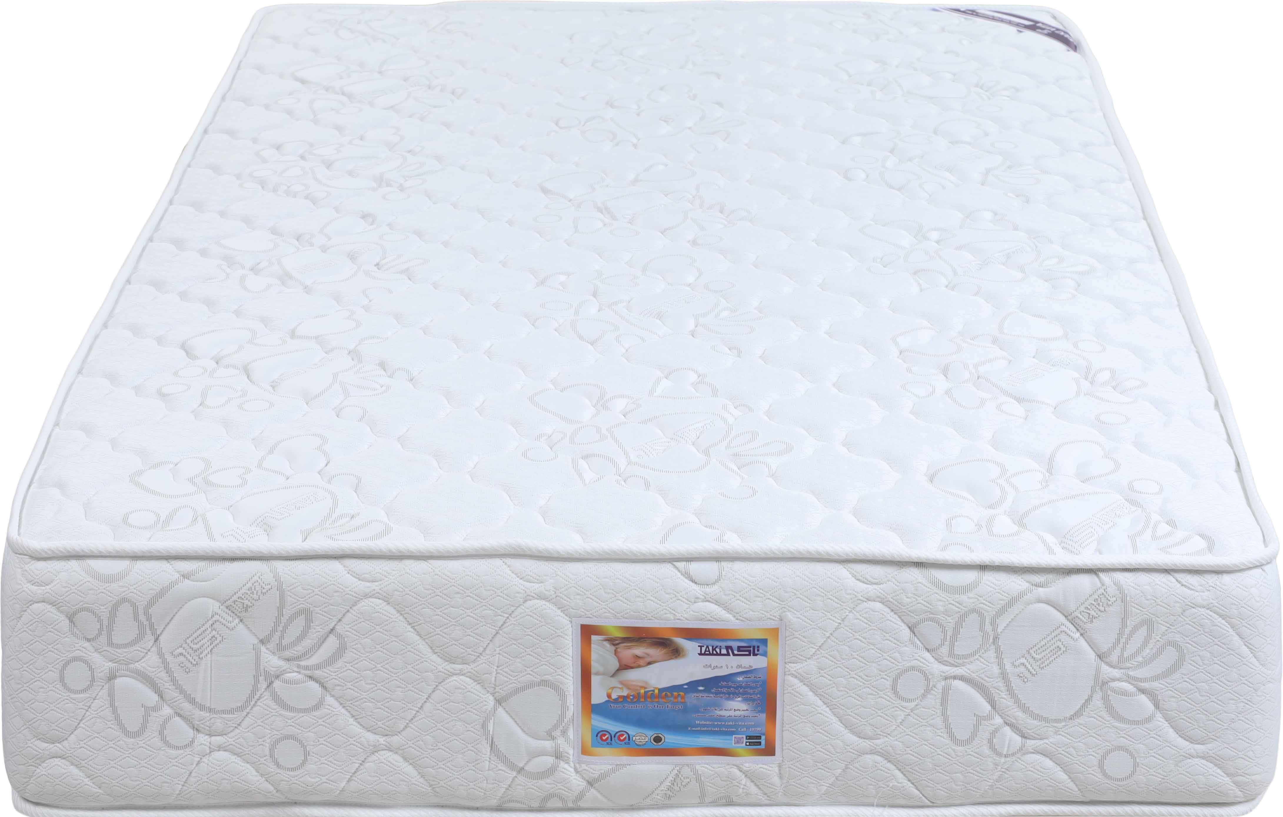 Taki Golden Jacquard Mattress, Connected Springs, 120×195 cm, Height 26 cm - White Grey
