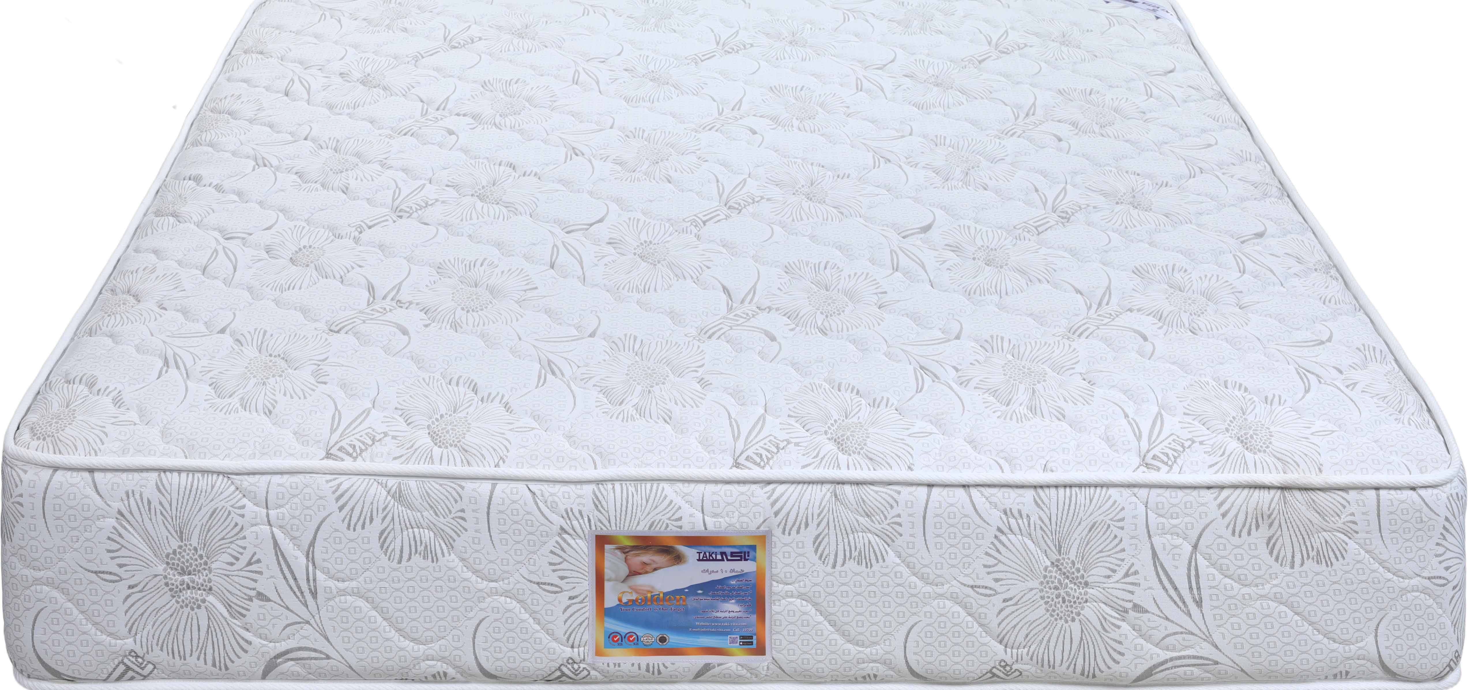 Taki Golden Jacquard Mattress, Connected Springs, 120×195 cm, Height 26 cm - White Grey