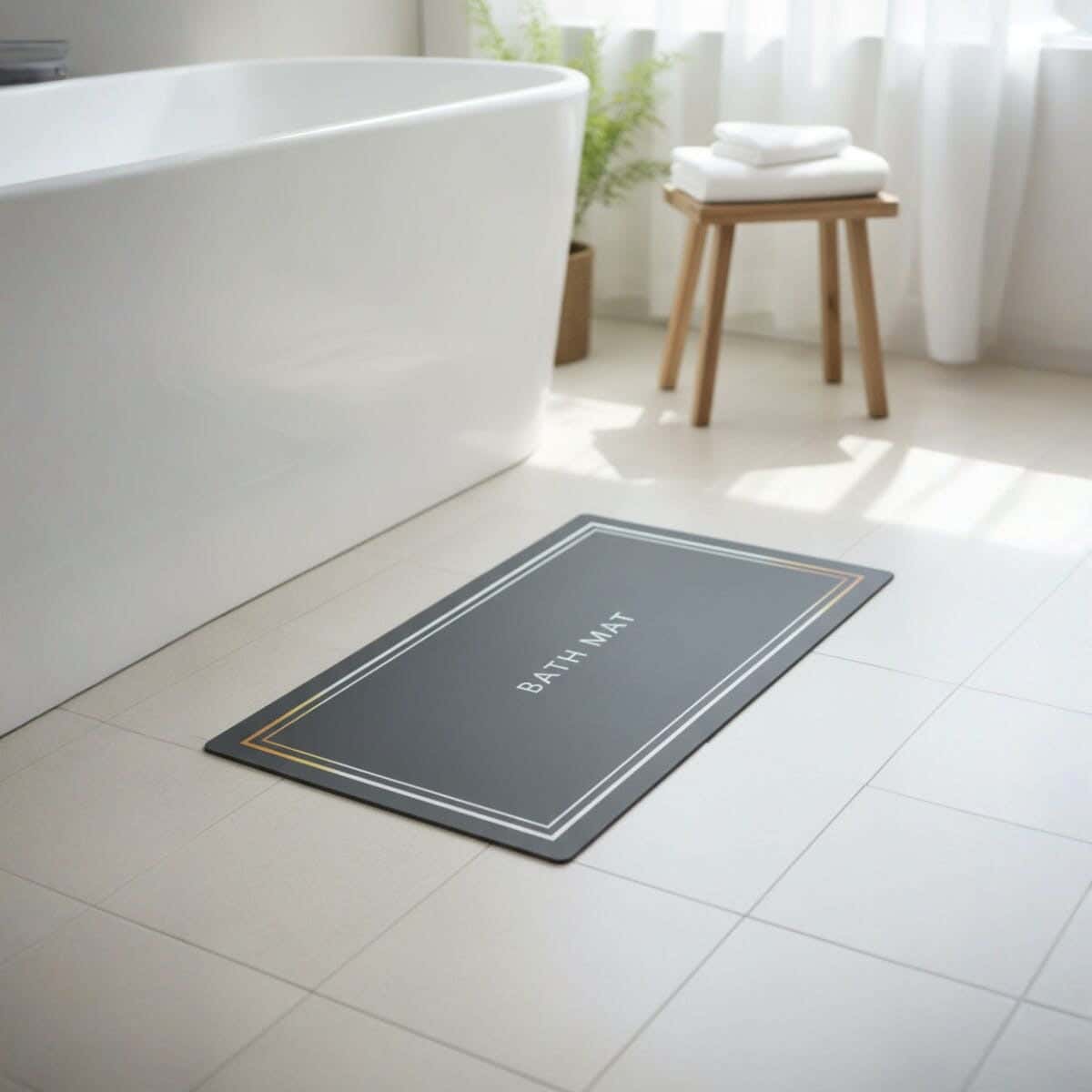 Rubber Bathroom Mat, 50×80 Cm - Dark Gray