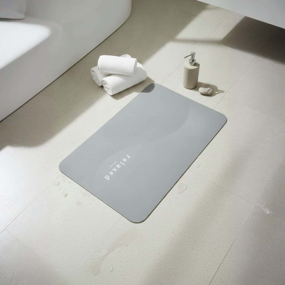 Rubber Bathroom Mat, 60×40 cm - Grey