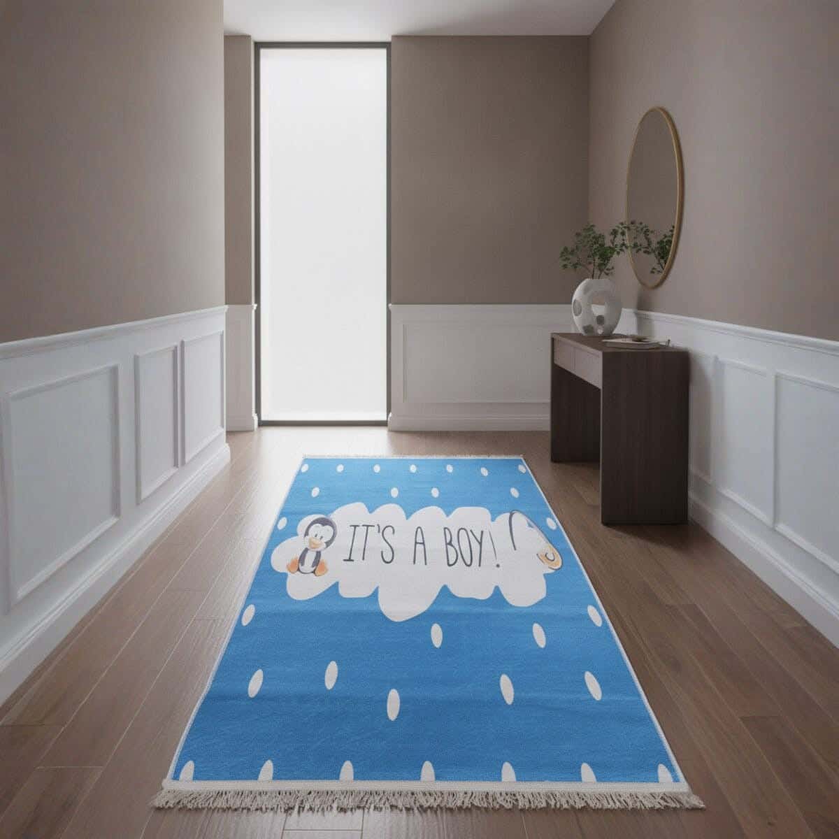 Gobelin 3D Rug, 70×190 cm, approximately 1.300 kg - Blue White