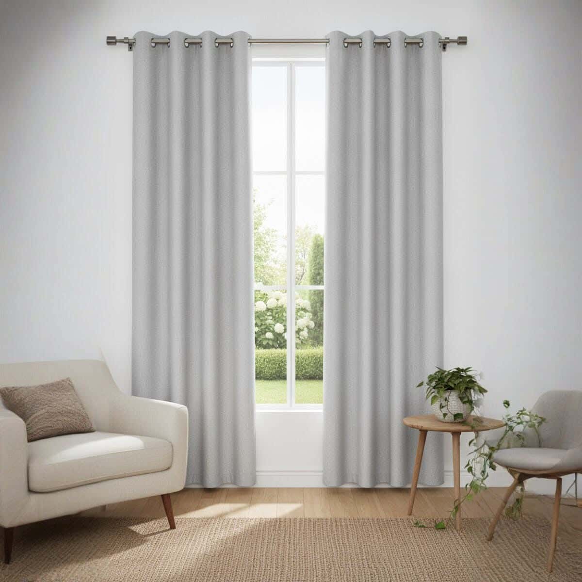 Mokhmal Plain linen curtain, 135×260 cm, approximately 1500 grm - Grey ( 1 piece )