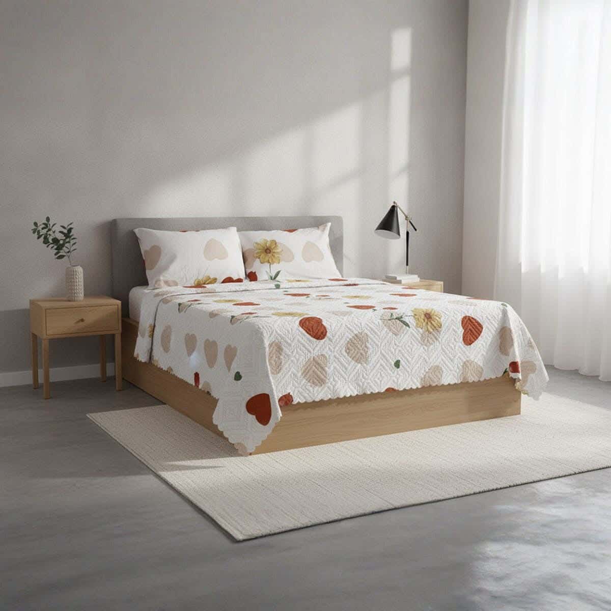 Microfiber Comforter set, 3 pieces, 220×240 cm, 2190 gm - Multicolor