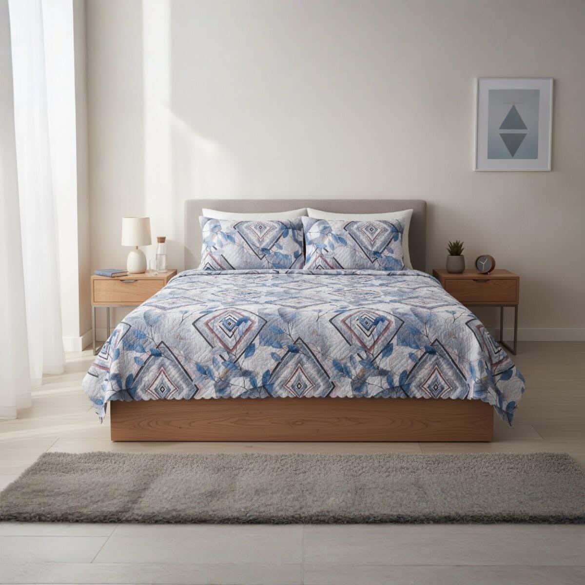 Microfiber Comforter set, 3 pieces, 220×240 cm, 2190 gm - Multicolor