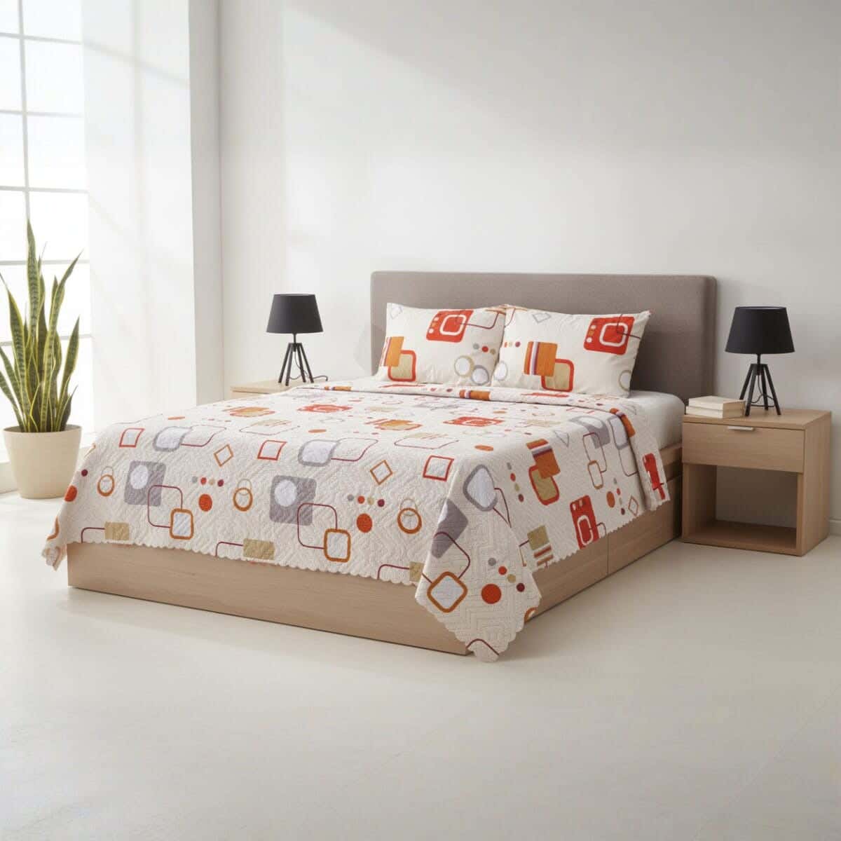 Microfiber Comforter set, 3 pieces, 220×240 cm, 2190 gm - Multicolor