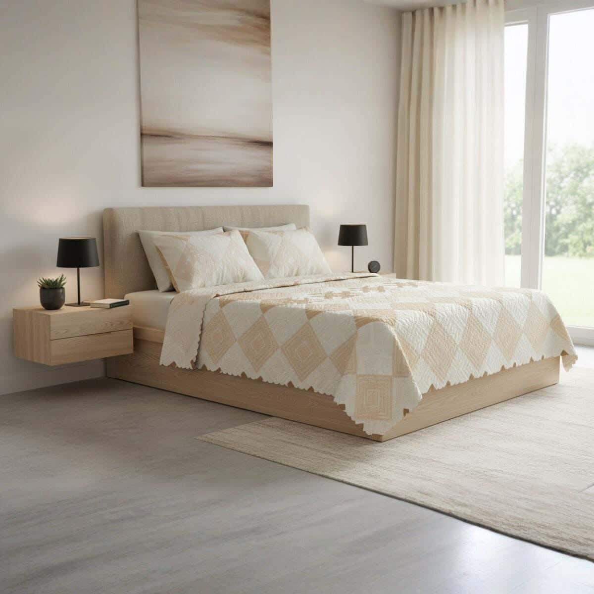 Microfiber Comforter set, 3 pieces, 220×240 cm, 2190 gm - Beige