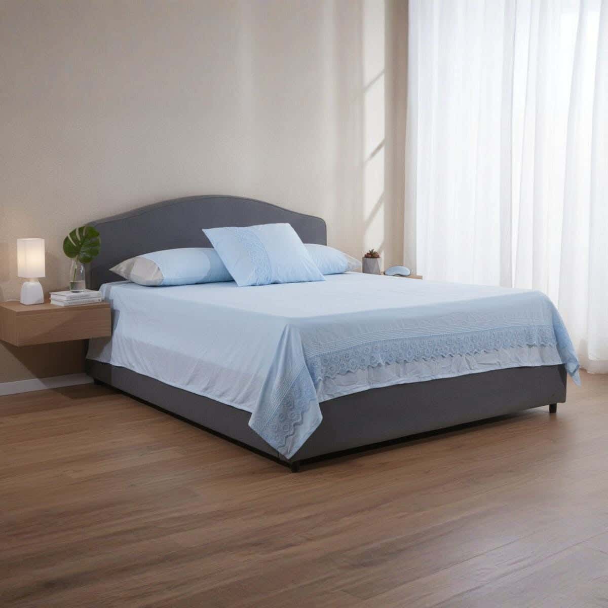 Microfiber Kids Bed Sheet Set, 6 pieces, 200×240 cm, 2185 gm - Light Blue
