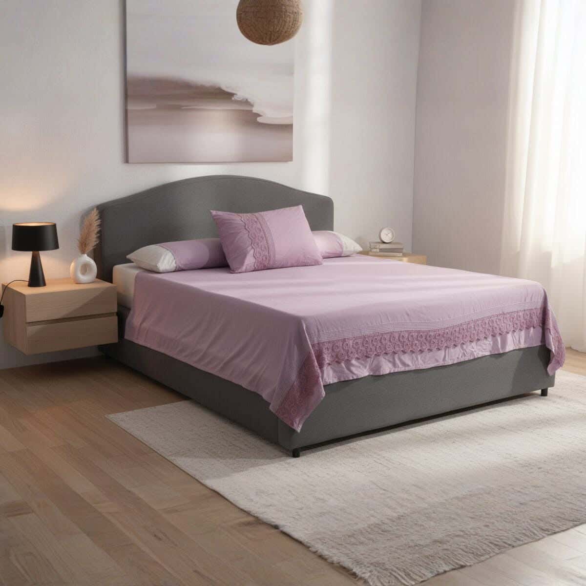 Microfiber Children Bed Sheet Set, 6 Pieces, 240×200 cm, 2185 gm - Mauve