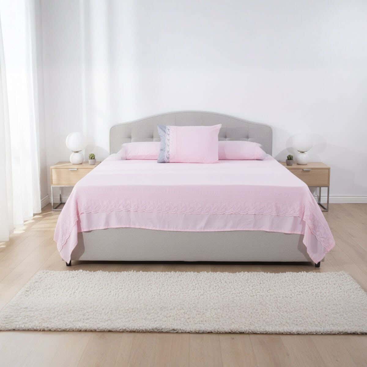 Microfiber Kids Bed Sheet Set, 6 pieces, 200×240 cm, 2185 gm - Pink