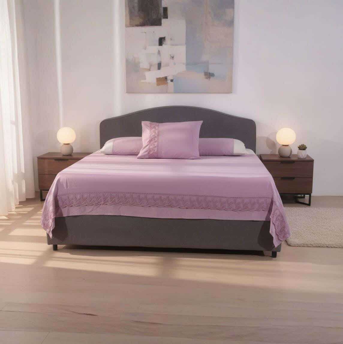 Microfiber Children Bed Sheet Set, 6 Pieces, 240×200 cm, 2185 gm - Mauve