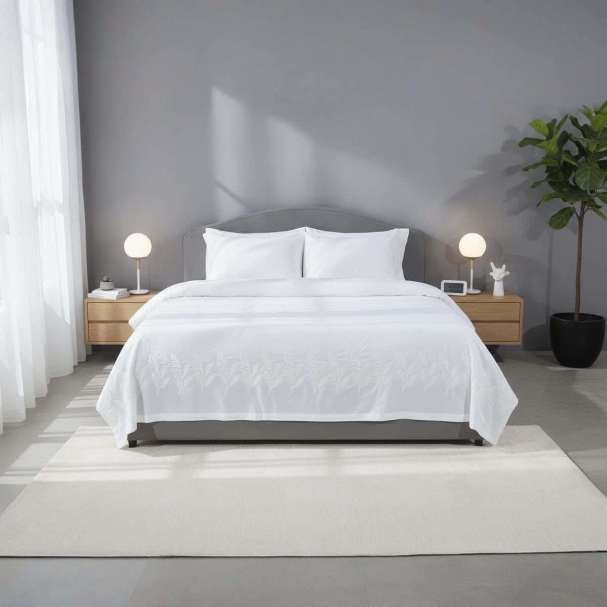Al telawy Cotton Bed Sheet Set, 4 Pieces, 240x270 cm, 2600 gm - Off White