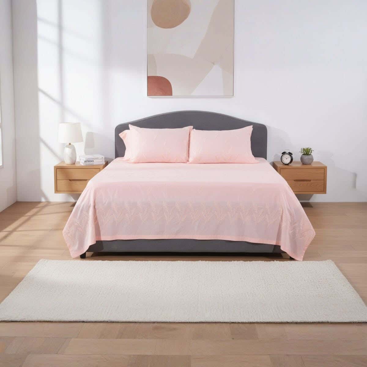 Al telawy Cotton Bed Sheet Set, 4 Pieces, 240x270 cm, 2600 gm - Cashmere