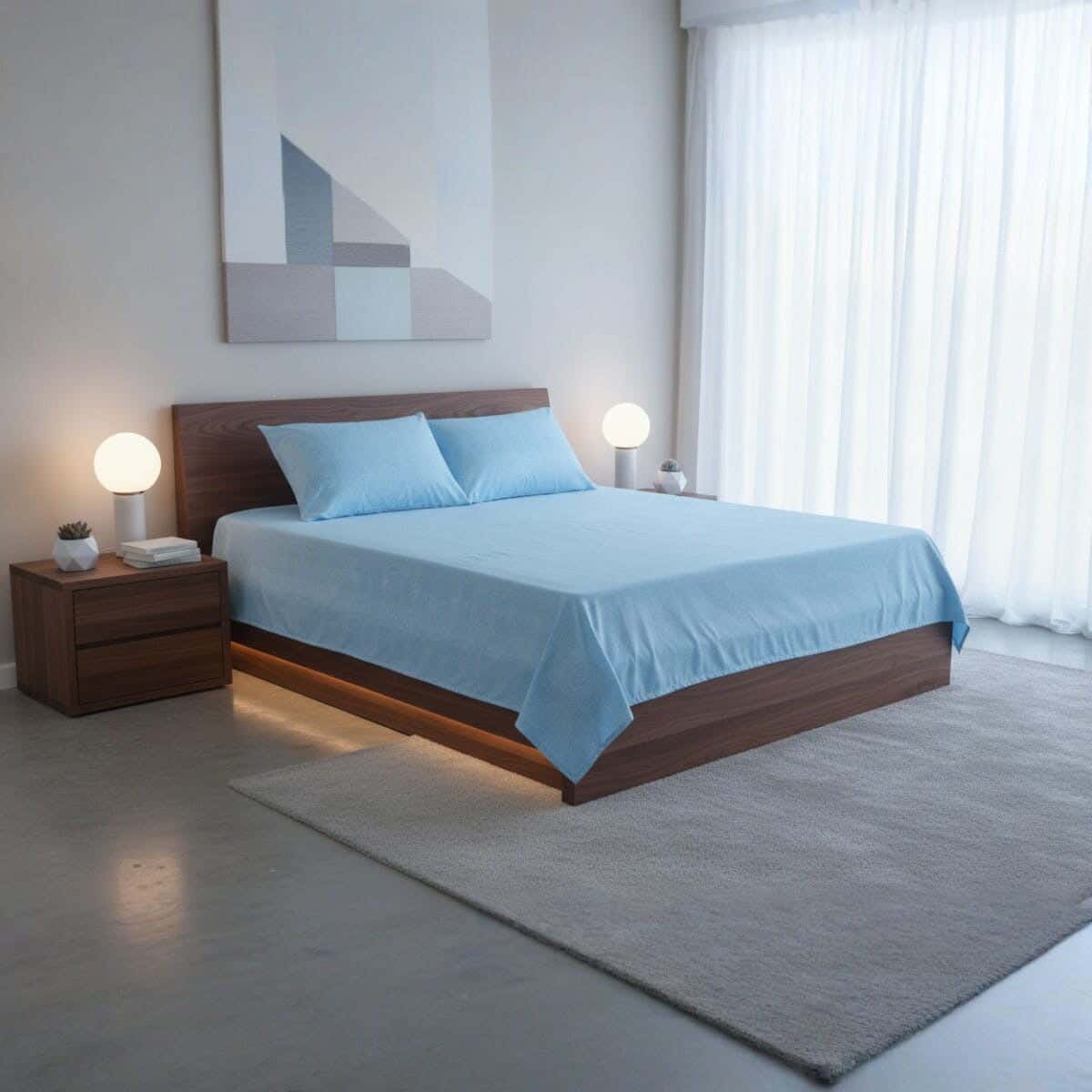 Morano Microfiber Bed Sheet Set, 4 Pieces, 240x260 cm, 1100 g - Blue