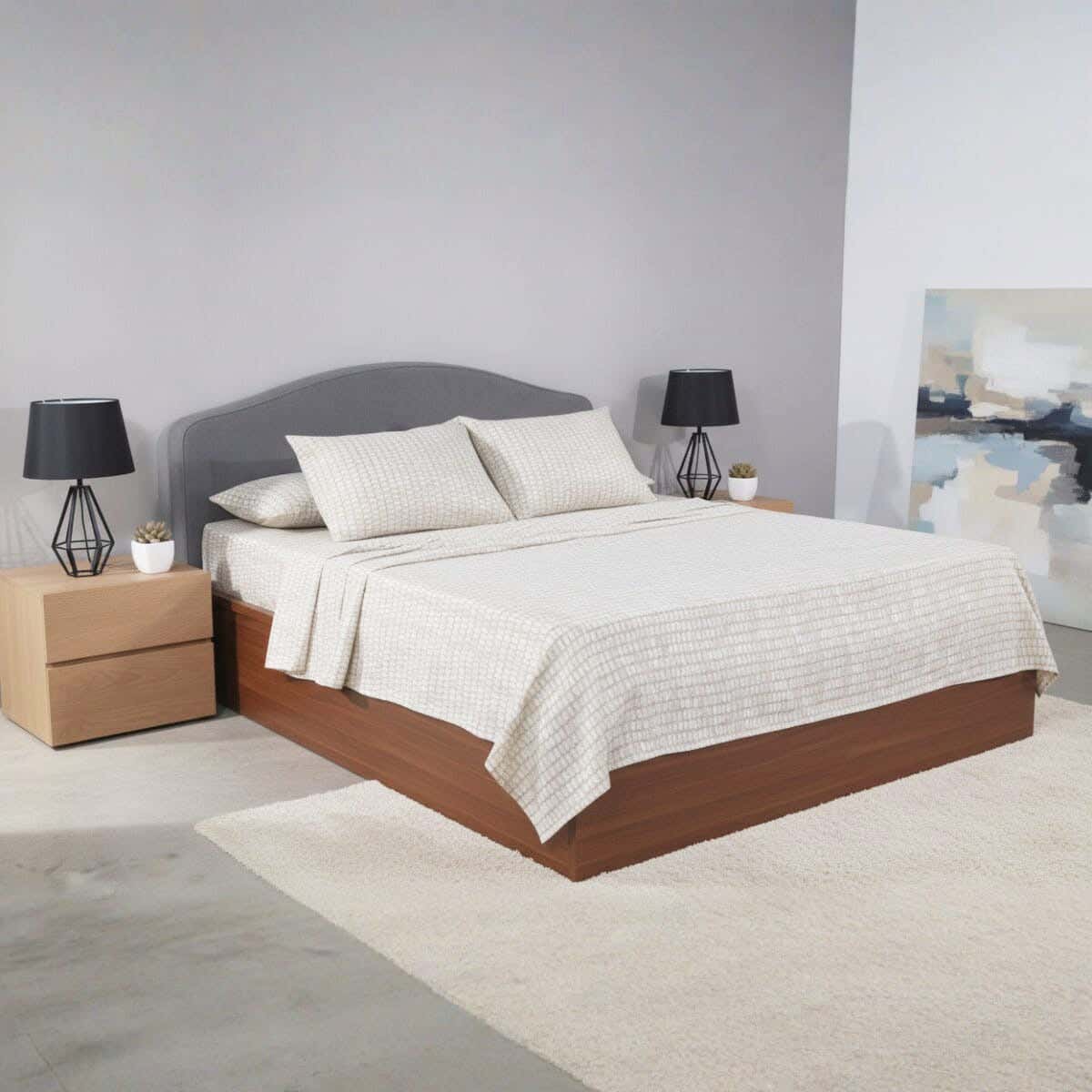 Morano Microfiber Bed Sheet Set, 4 Pieces, 240x260 cm, 1100 g - Beige