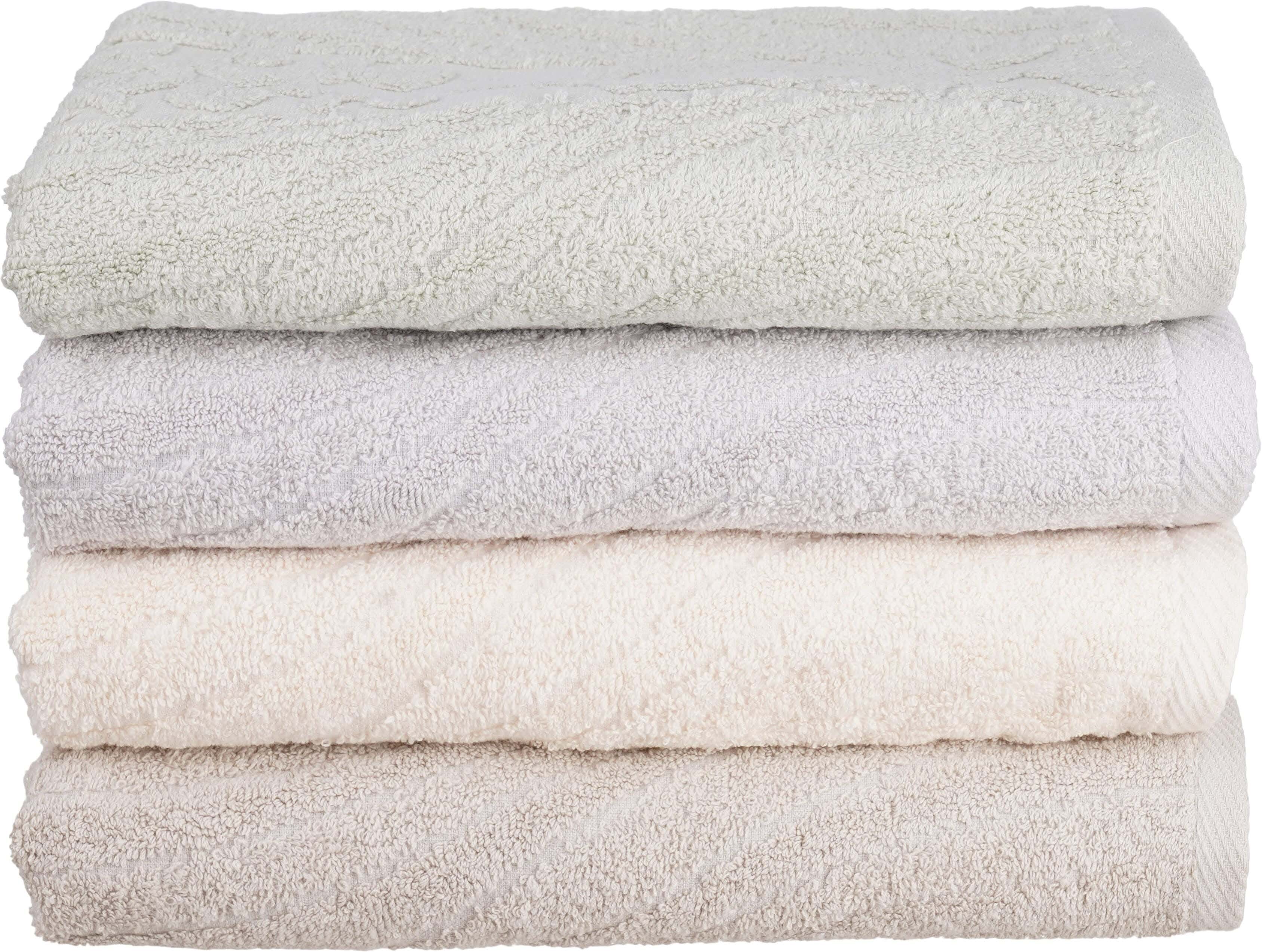 EL KHERGAWY Jacquard Cotton Towel Set, 4 Pieces, 60×120 cm, Approximately 360 grm - Multicolor