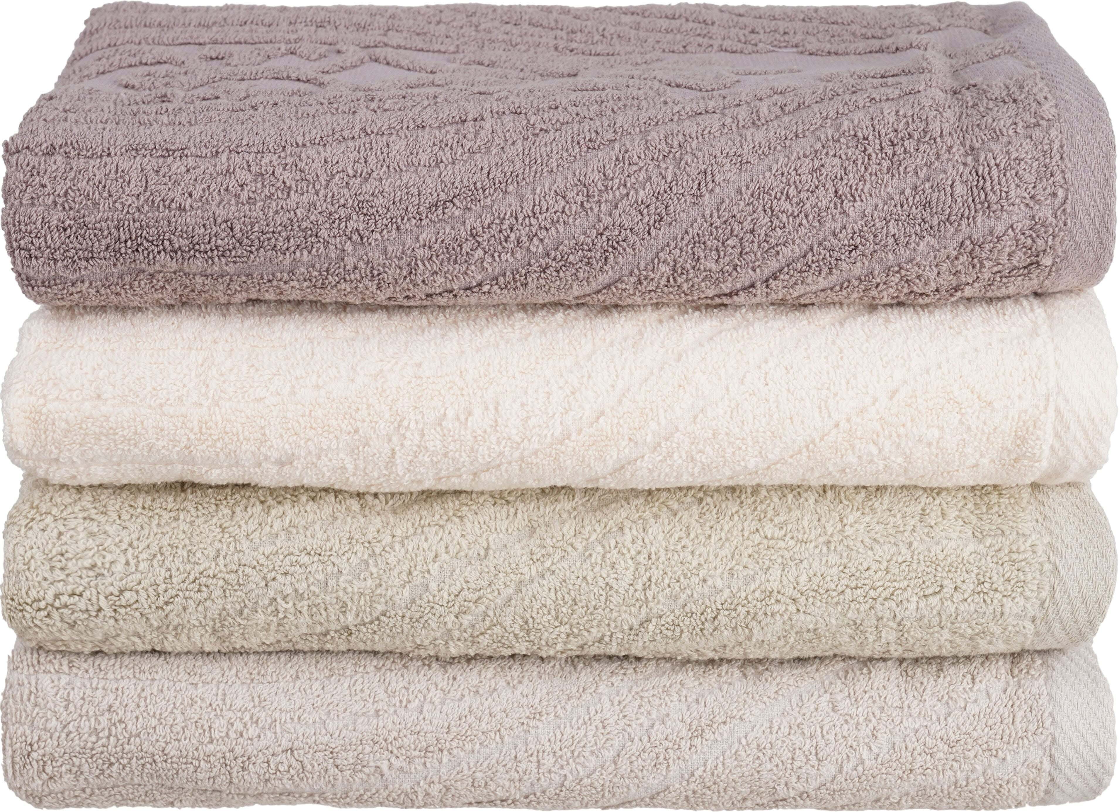 EL KHERGAWY Jacquard Cotton Towel Set, 4 Pieces, 60×120 cm, Approximately 360 grm - Multicolor