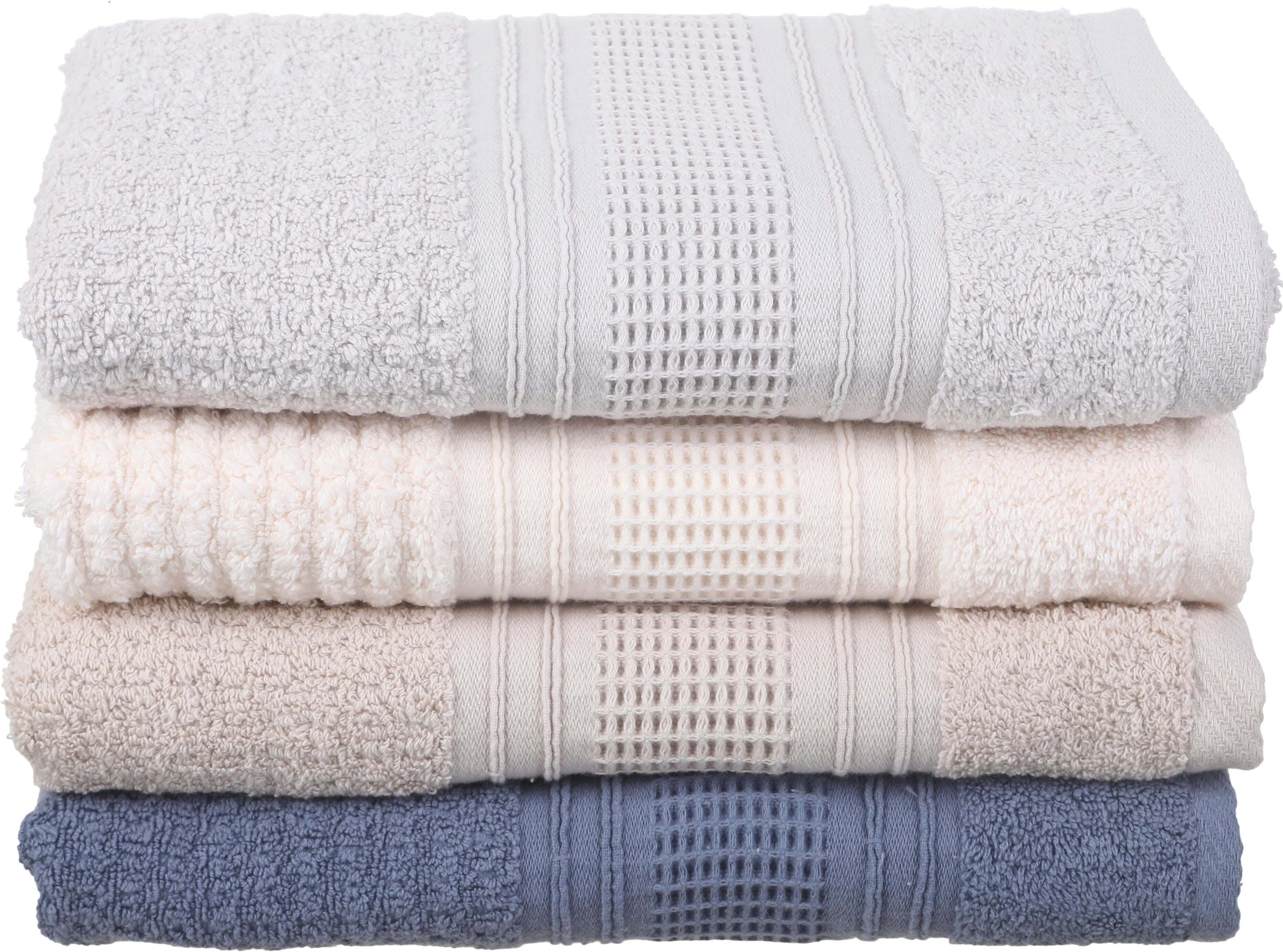 EL KHERGAWY Jacquard Cotton Towel Set, 4 Pieces, 60×120 cm, Approximately 360 grm - Multicolor