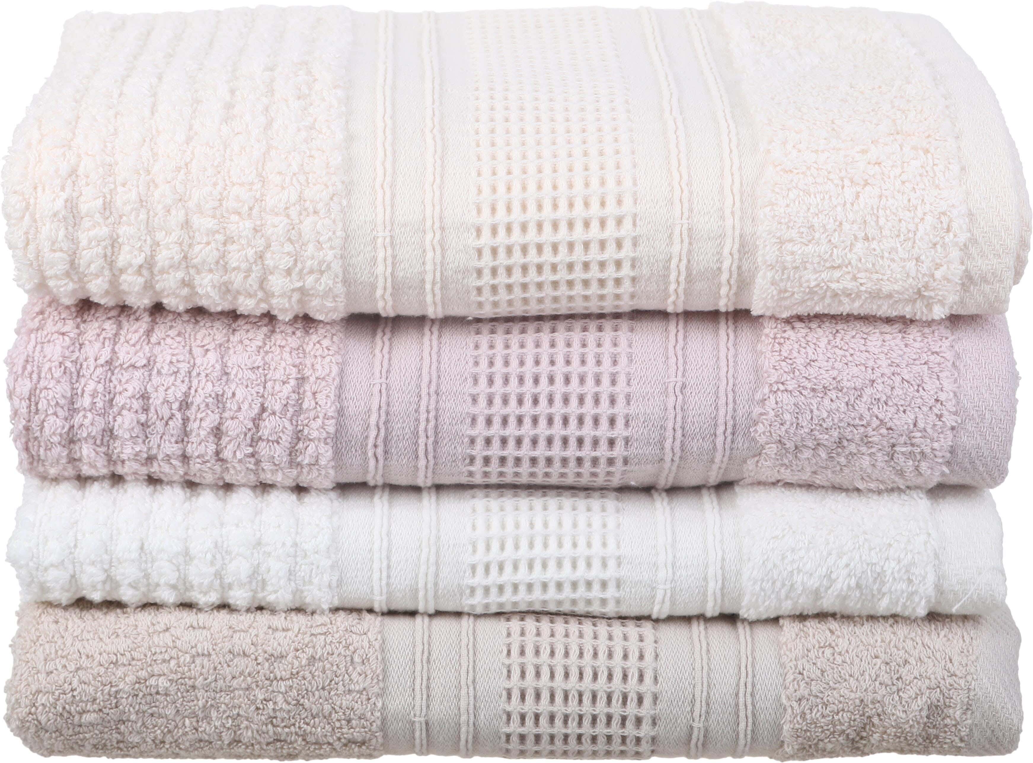 EL KHERGAWY Jacquard Cotton Towel Set, 4 Pieces, 60×120 cm, Approximately 360 grm - Multicolor