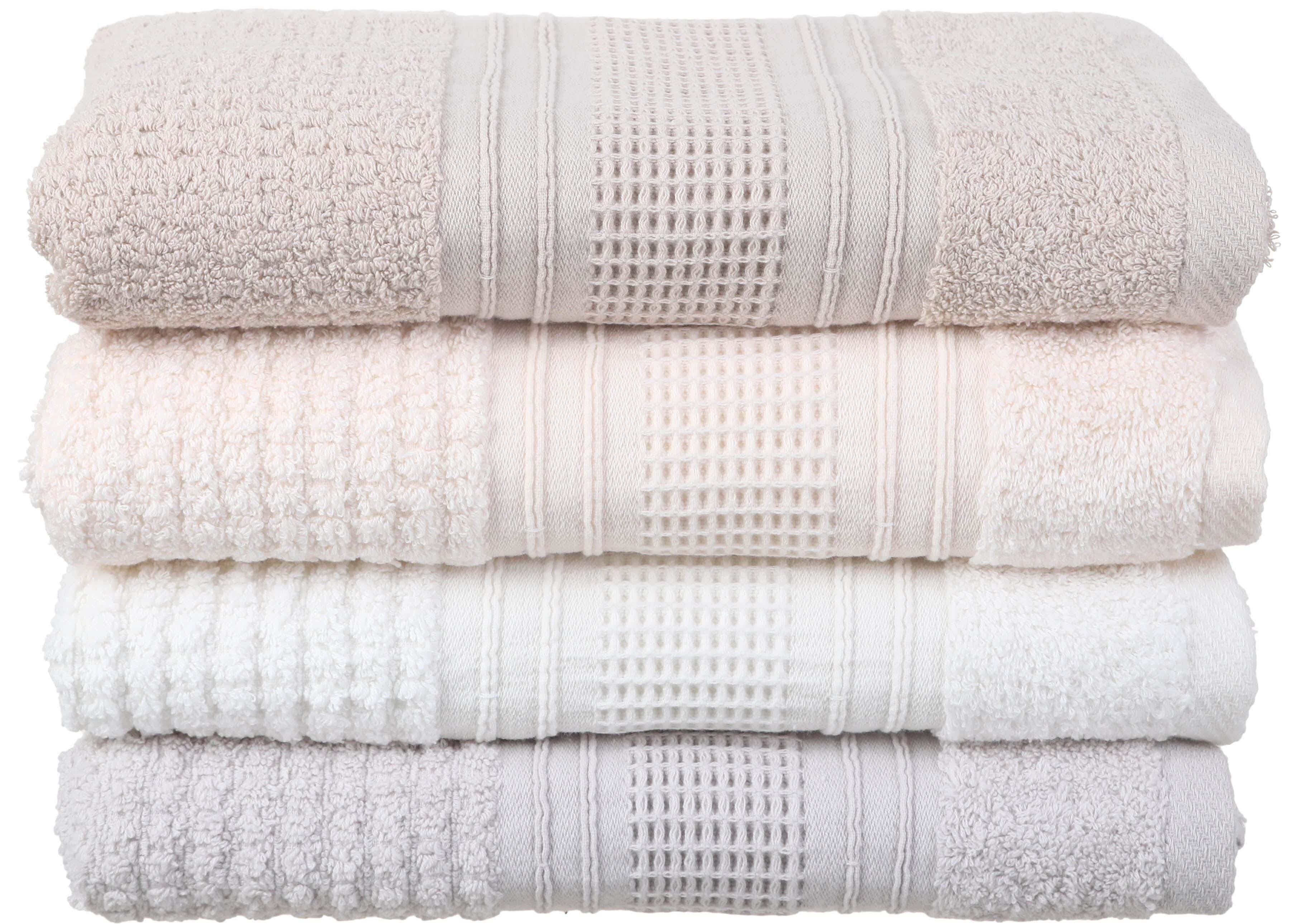 EL KHERGAWY Jacquard Cotton Towel Set, 4 Pieces, 60×120 cm, Approximately 360 grm - Multicolor