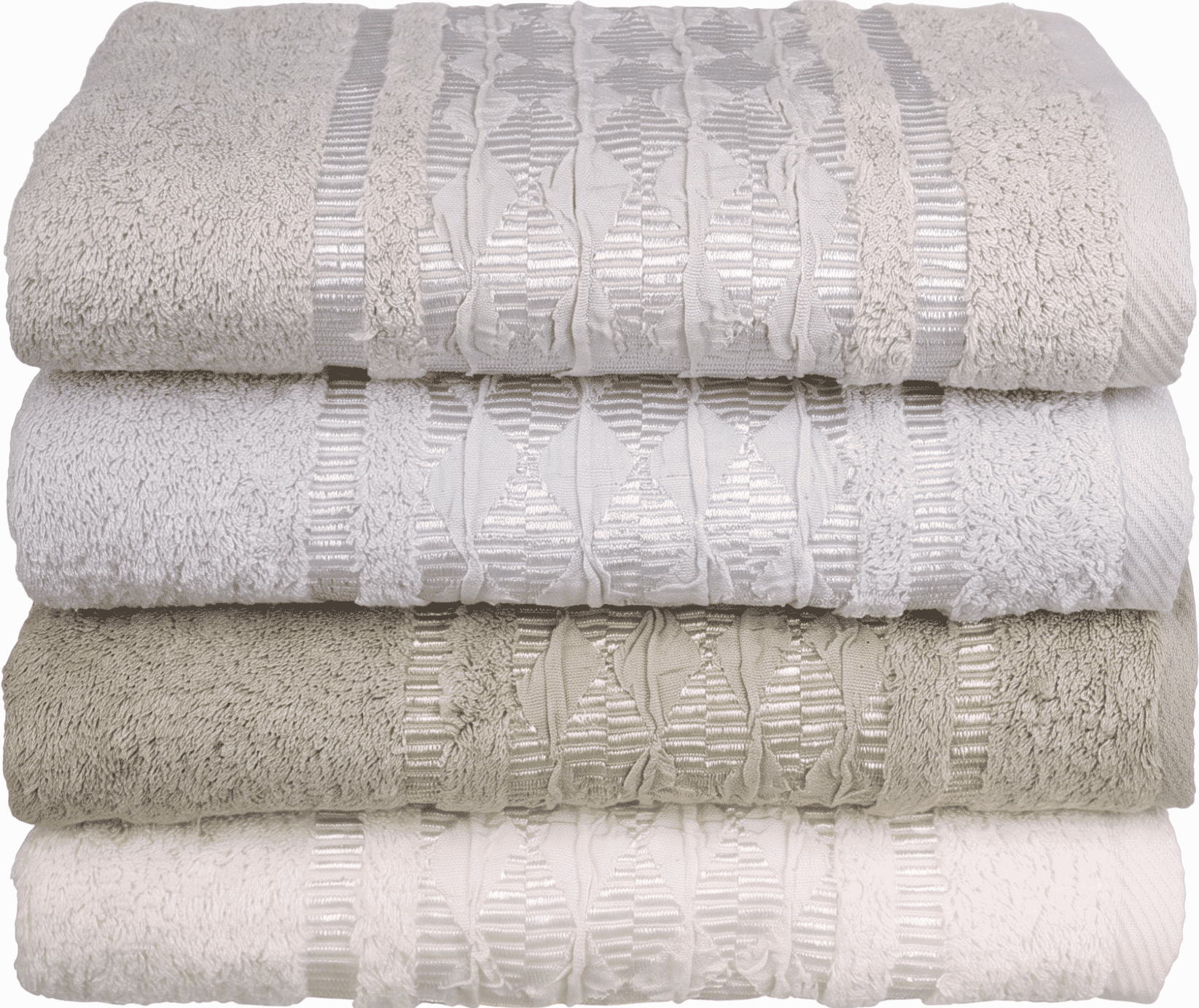 El Khergawy Jacquard Cotton Towel Set, 4 pieces, 60x120 cm, approx. 360 grm – Multicolor