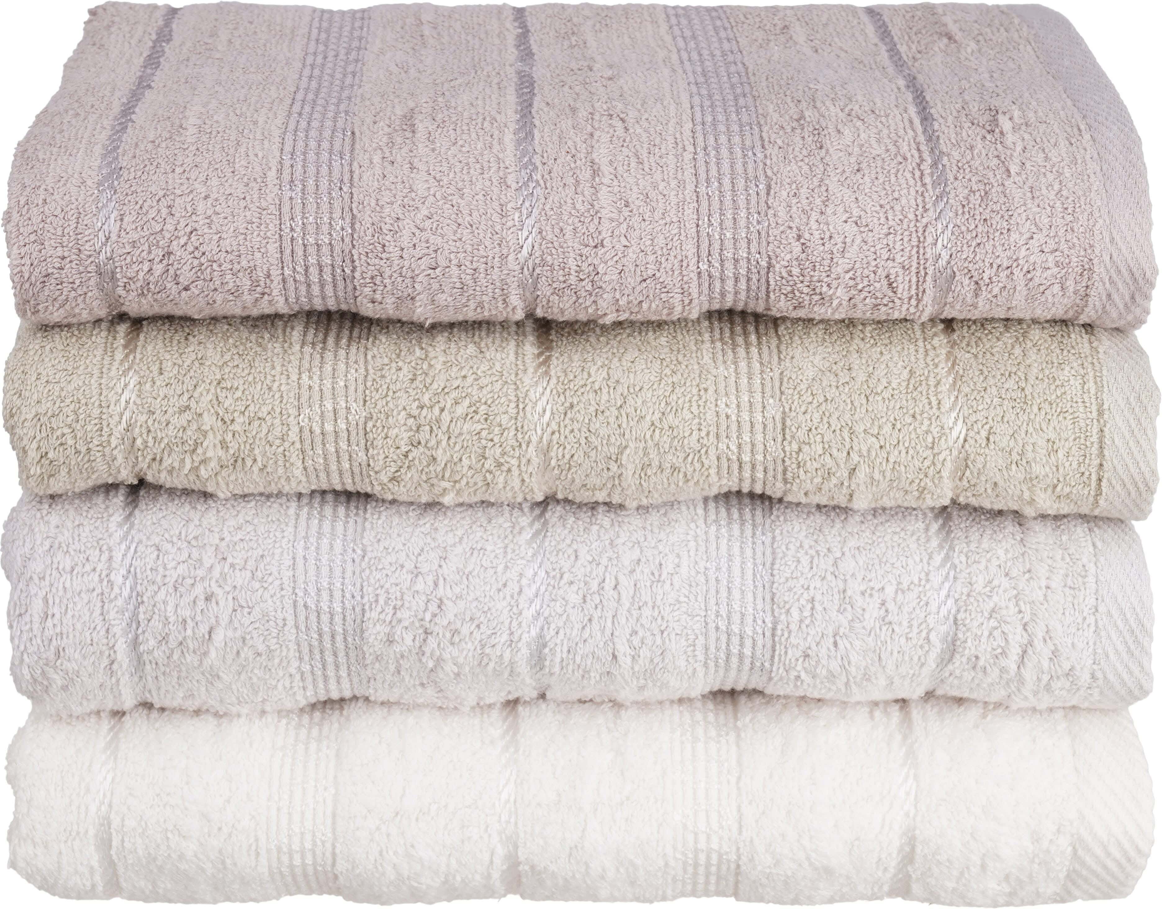 EL KHERGAWY Jacquard Cotton Towel Set, 4 Pieces, 60×120 cm, Approximately 360 grm - Multicolor