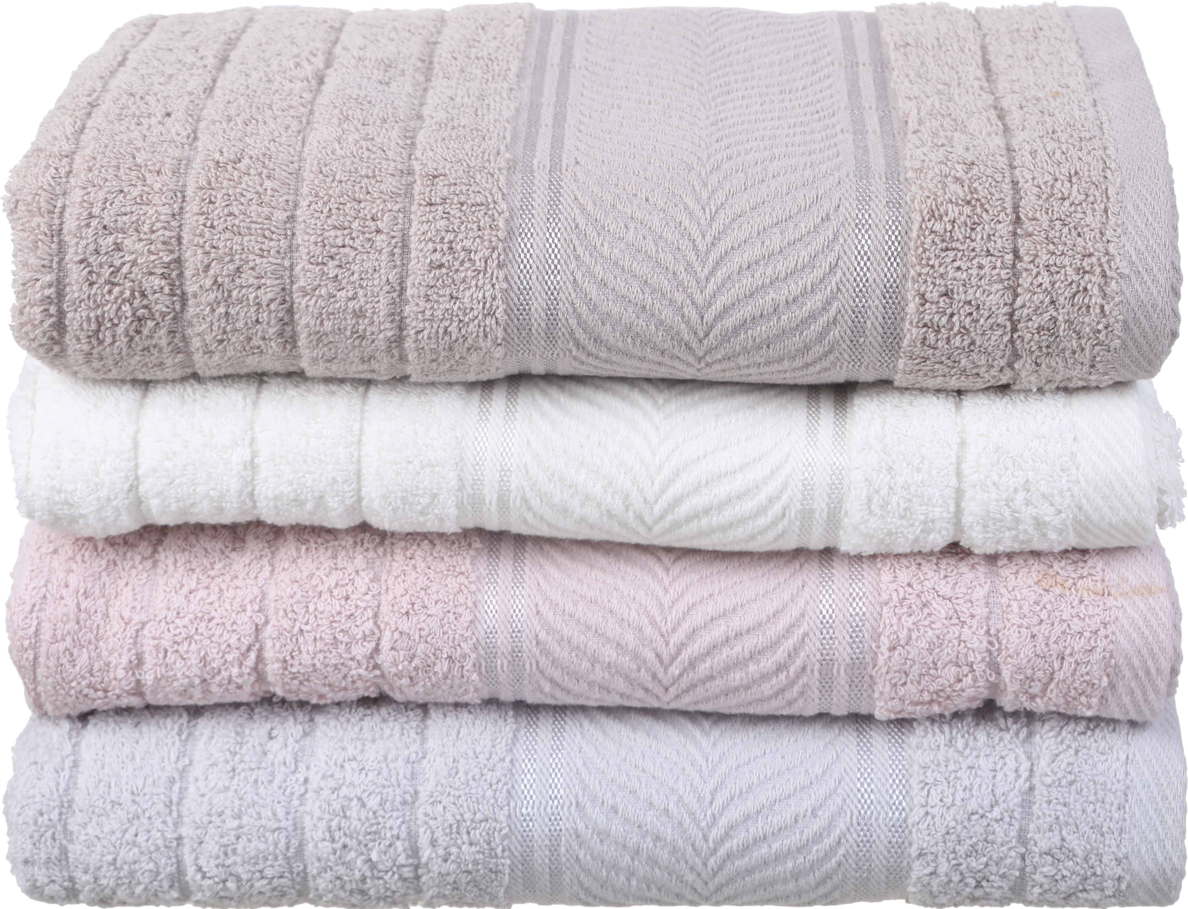 EL KHERGAWY Jacquard Cotton Towel Set, 4 Pieces, 60×120 cm, Approximately 360 grm - Multicolor